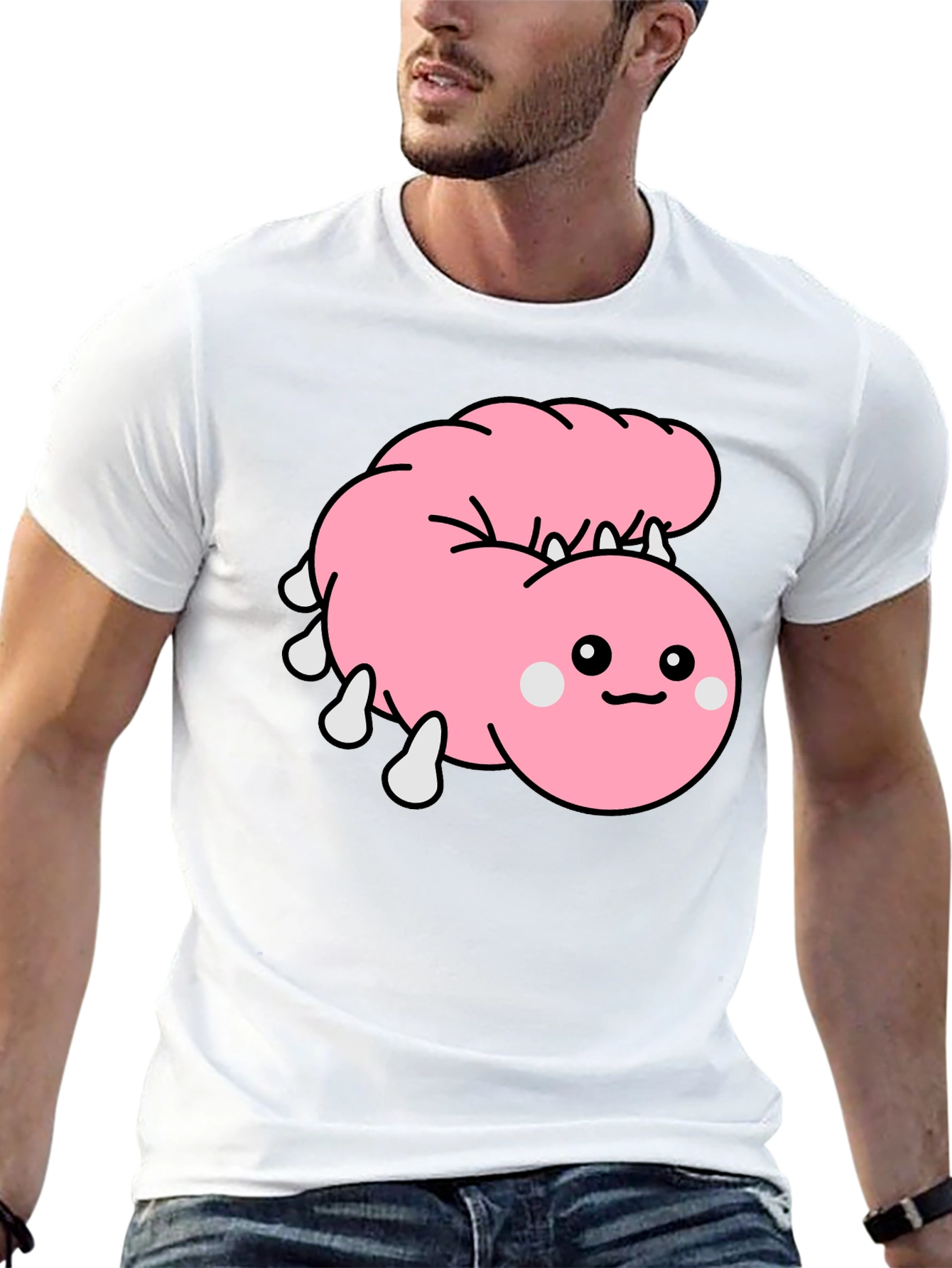 Cute Cartoon Worm Black T-Shirt