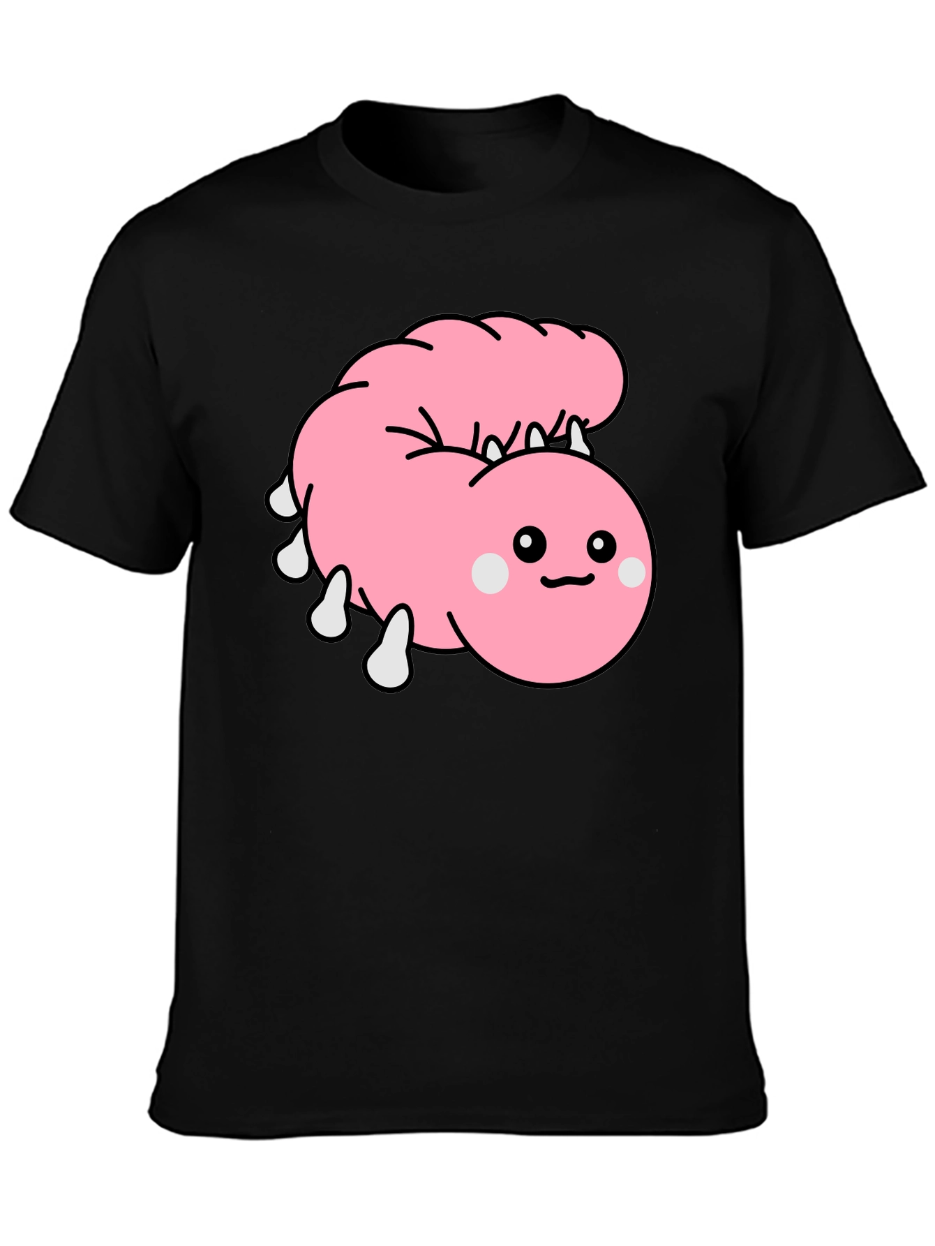 Cute Cartoon Worm Black T-Shirt