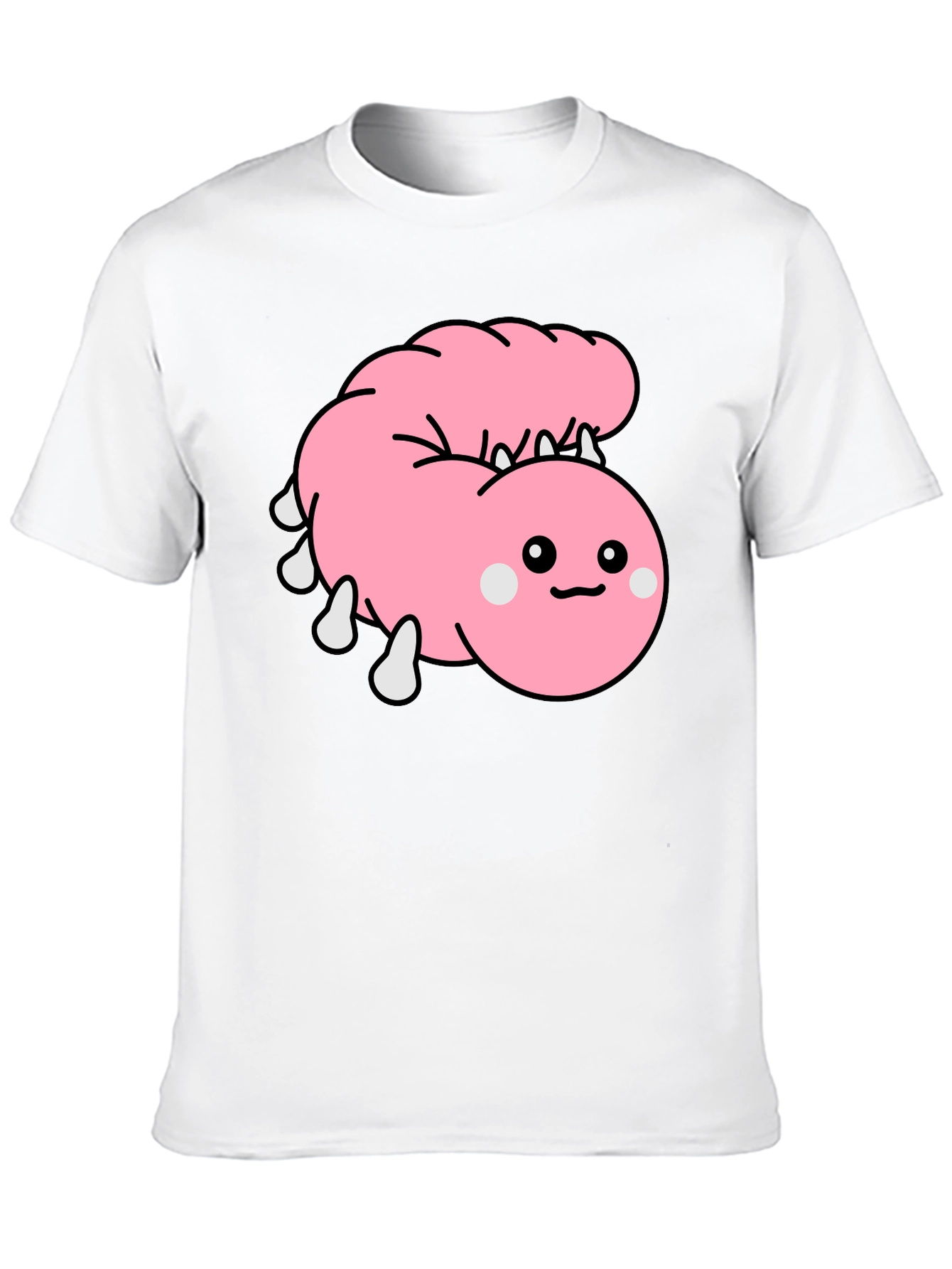 Cute Cartoon Worm Black T-Shirt