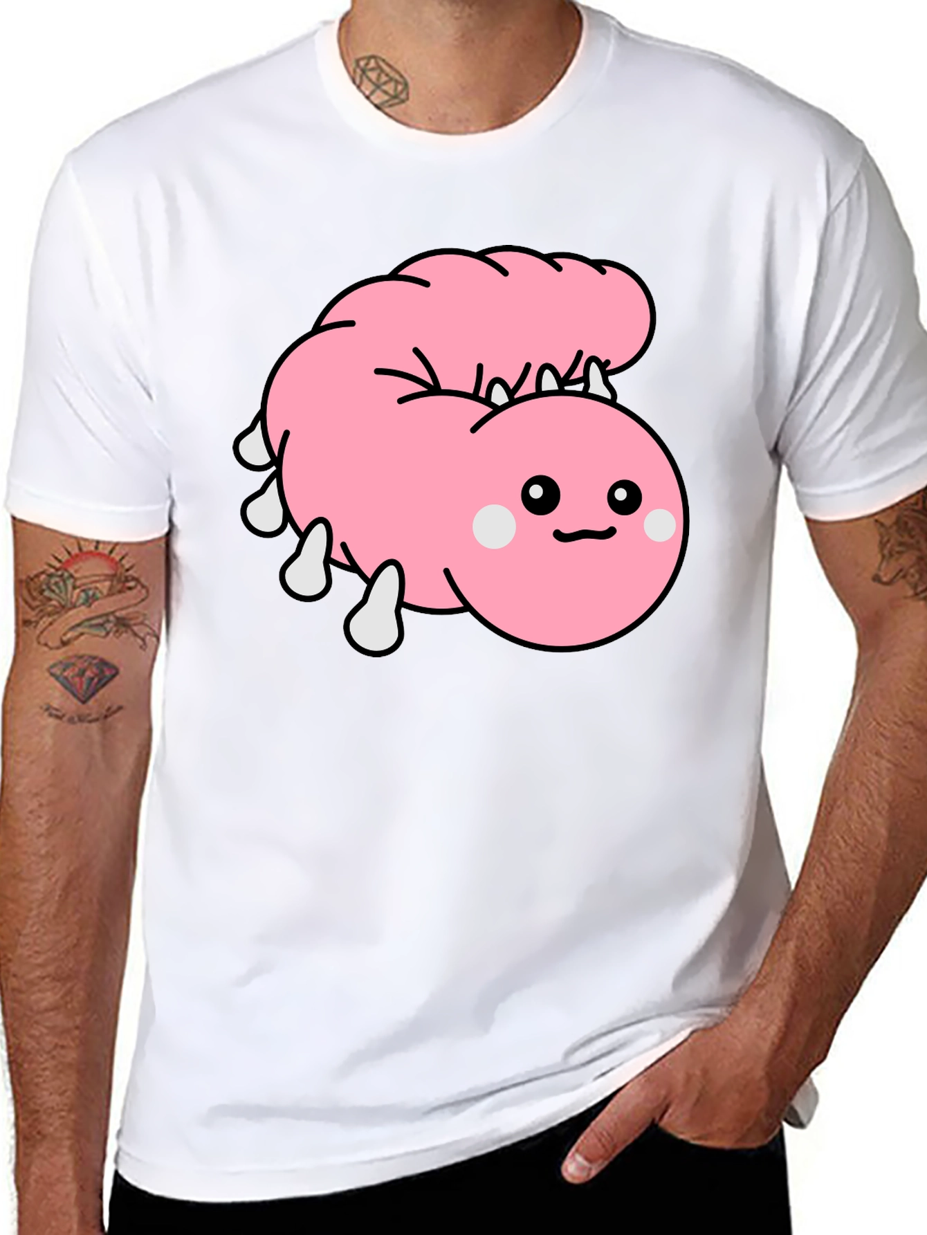 Cute Cartoon Worm Black T-Shirt