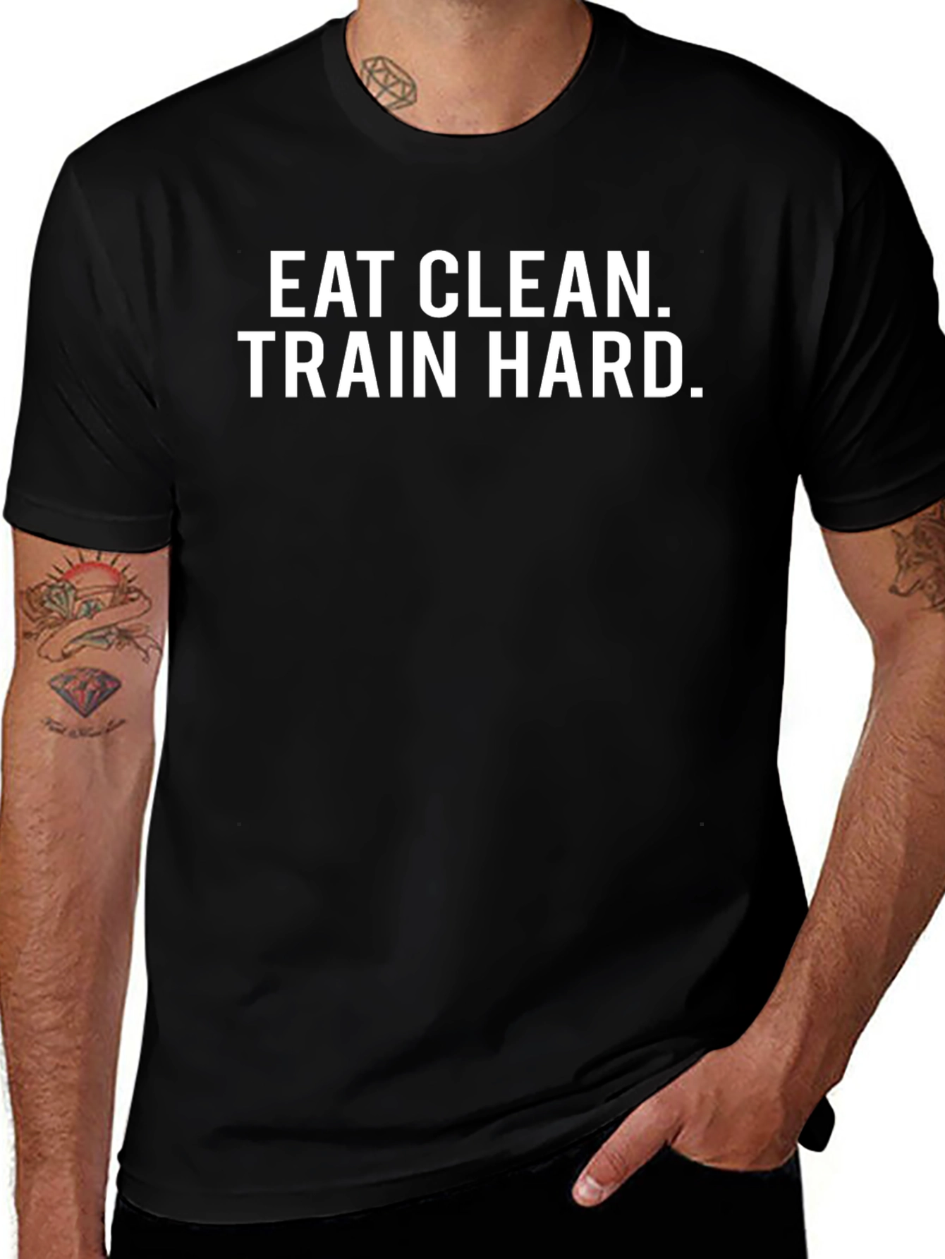 Eat Clean Train Hard Black Graphic T-Shirt