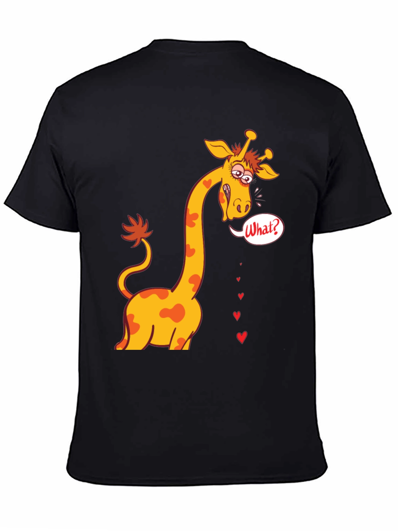 Funny Giraffe What? T-Shirt - Black