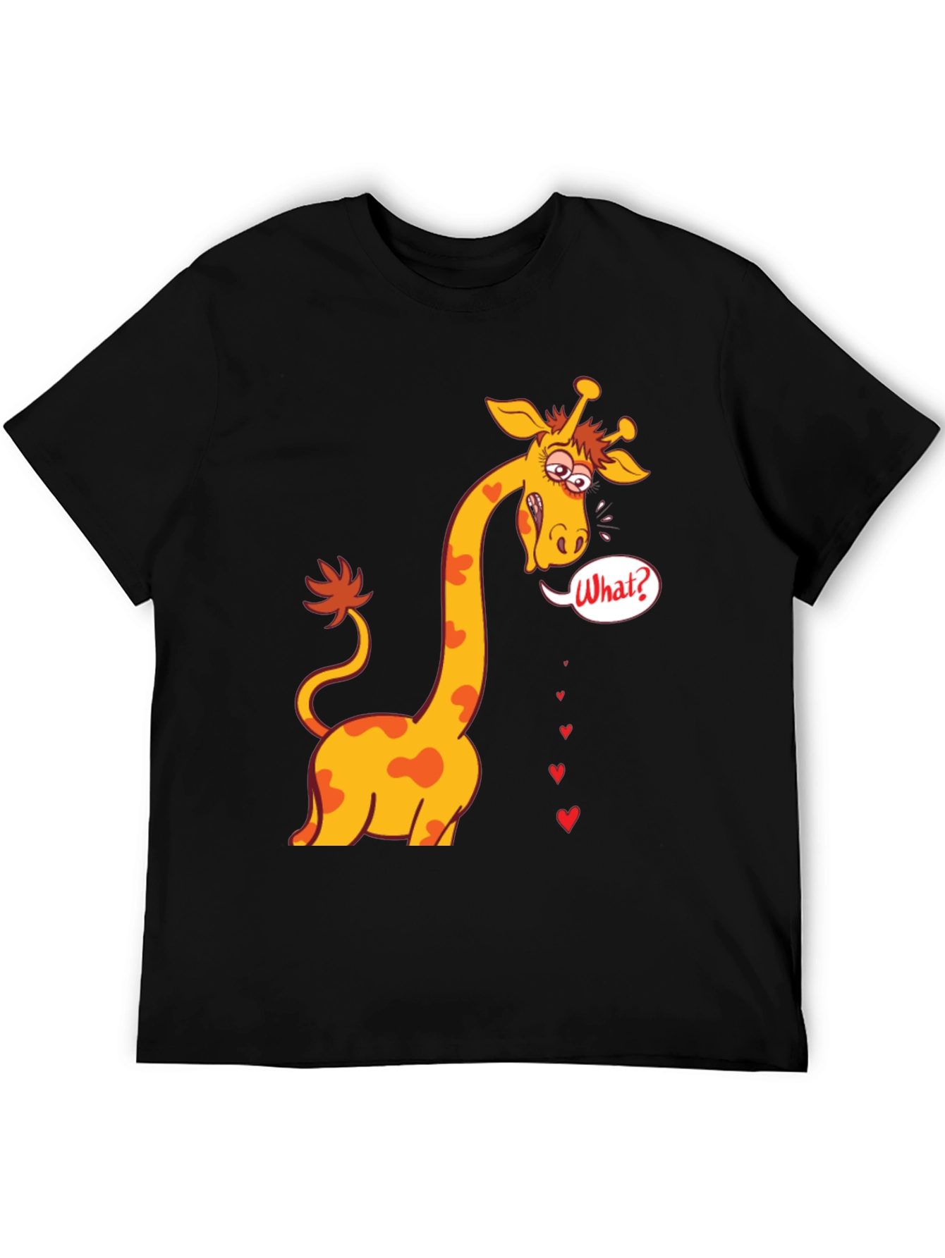 Funny Giraffe What? T-Shirt - Black