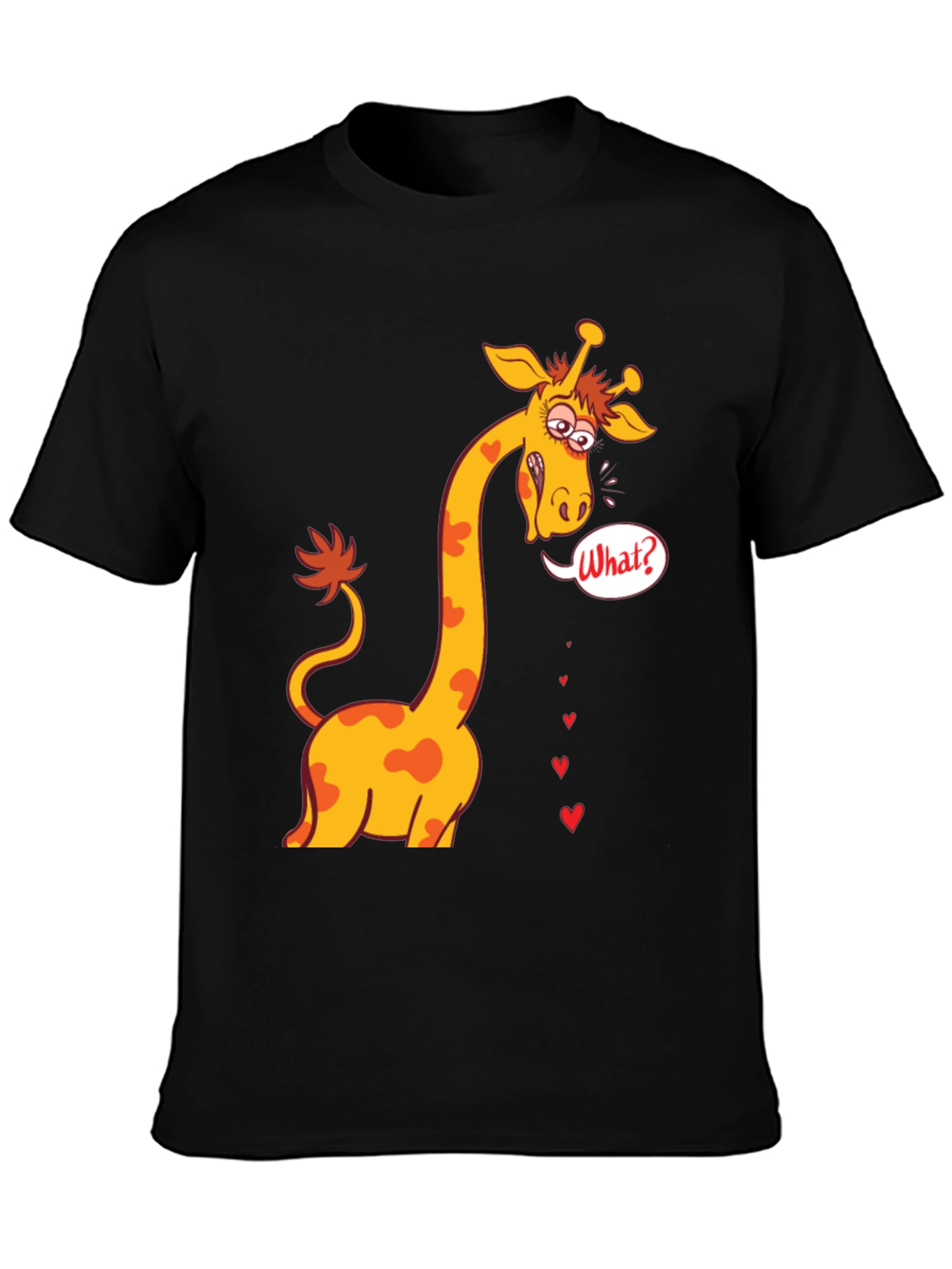 Funny Giraffe What? T-Shirt - Black