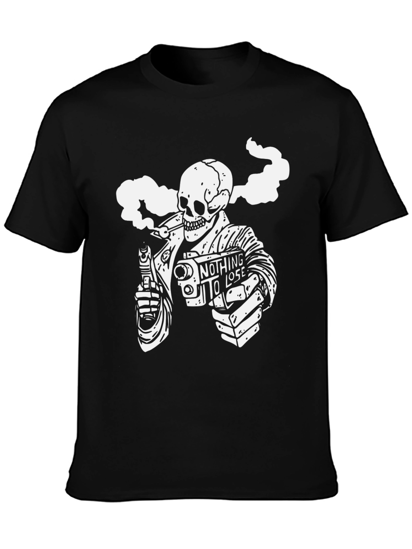 Smoking Skeleton Graphic T-Shirt - Nothing to Lose