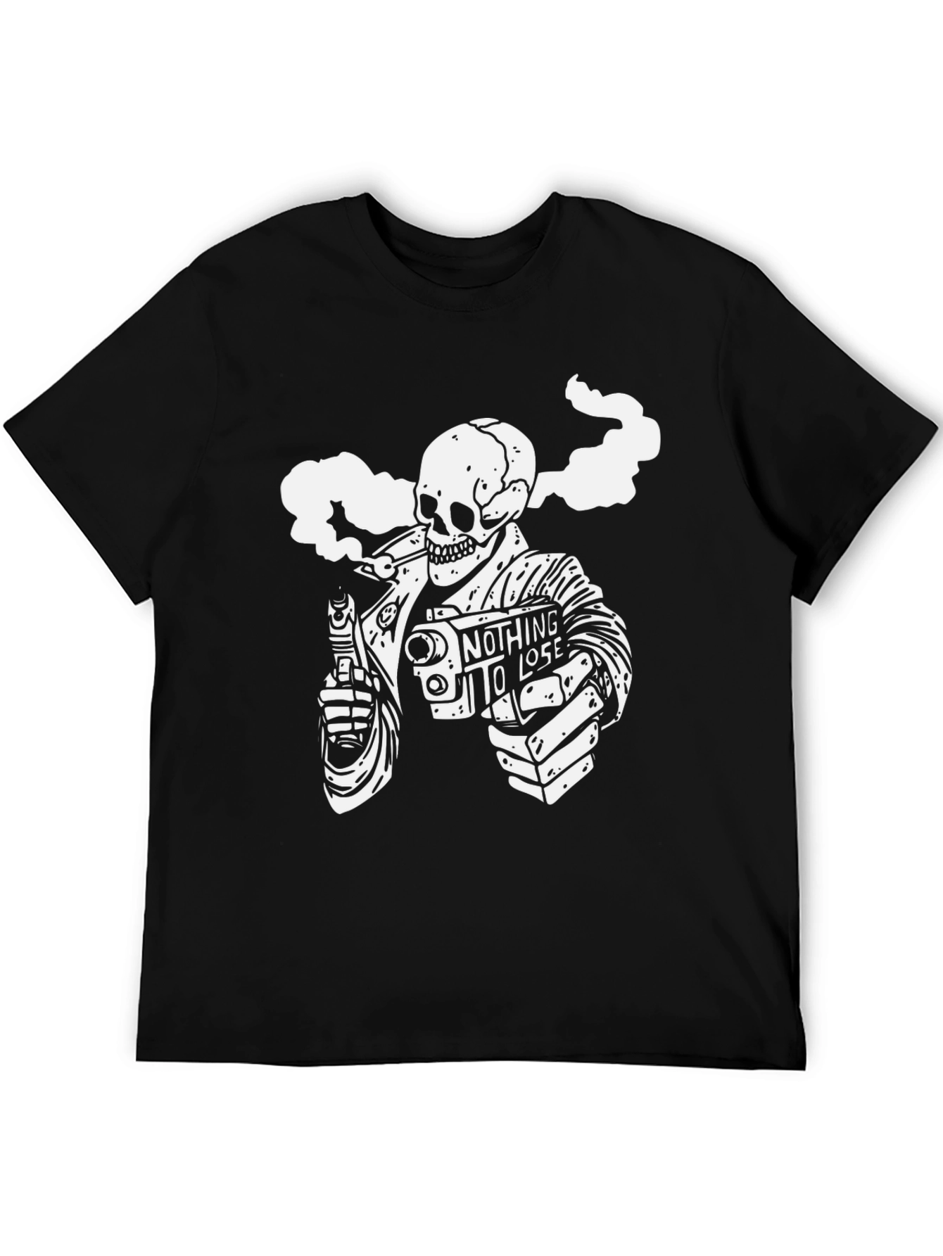 Smoking Skeleton Graphic T-Shirt - Nothing to Lose