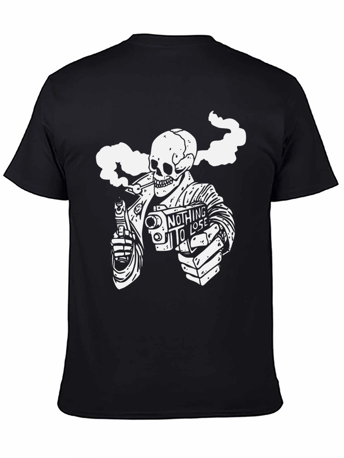 Smoking Skeleton Graphic T-Shirt - Nothing to Lose