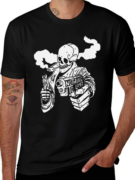 Smoking Skeleton Graphic T-Shirt - Nothing to Lose