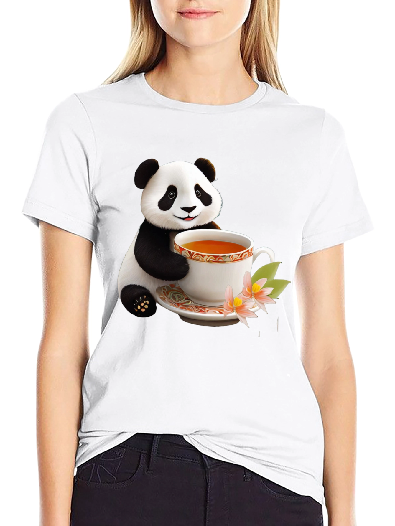 Panda Tea Time Graphic Tee - Cute Animal Design