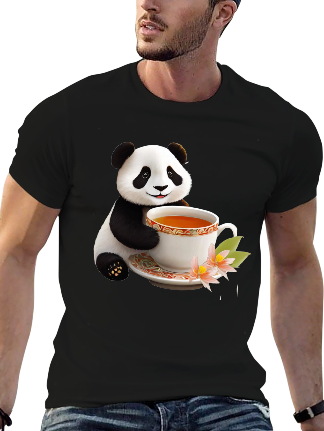 Panda Tea Time Graphic Tee - Cute Animal Design