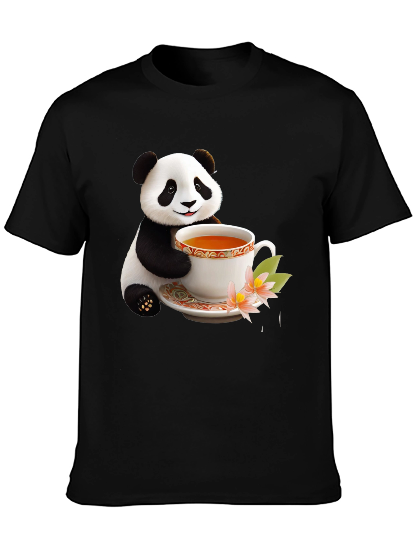 Panda Tea Time Graphic Tee - Cute Animal Design