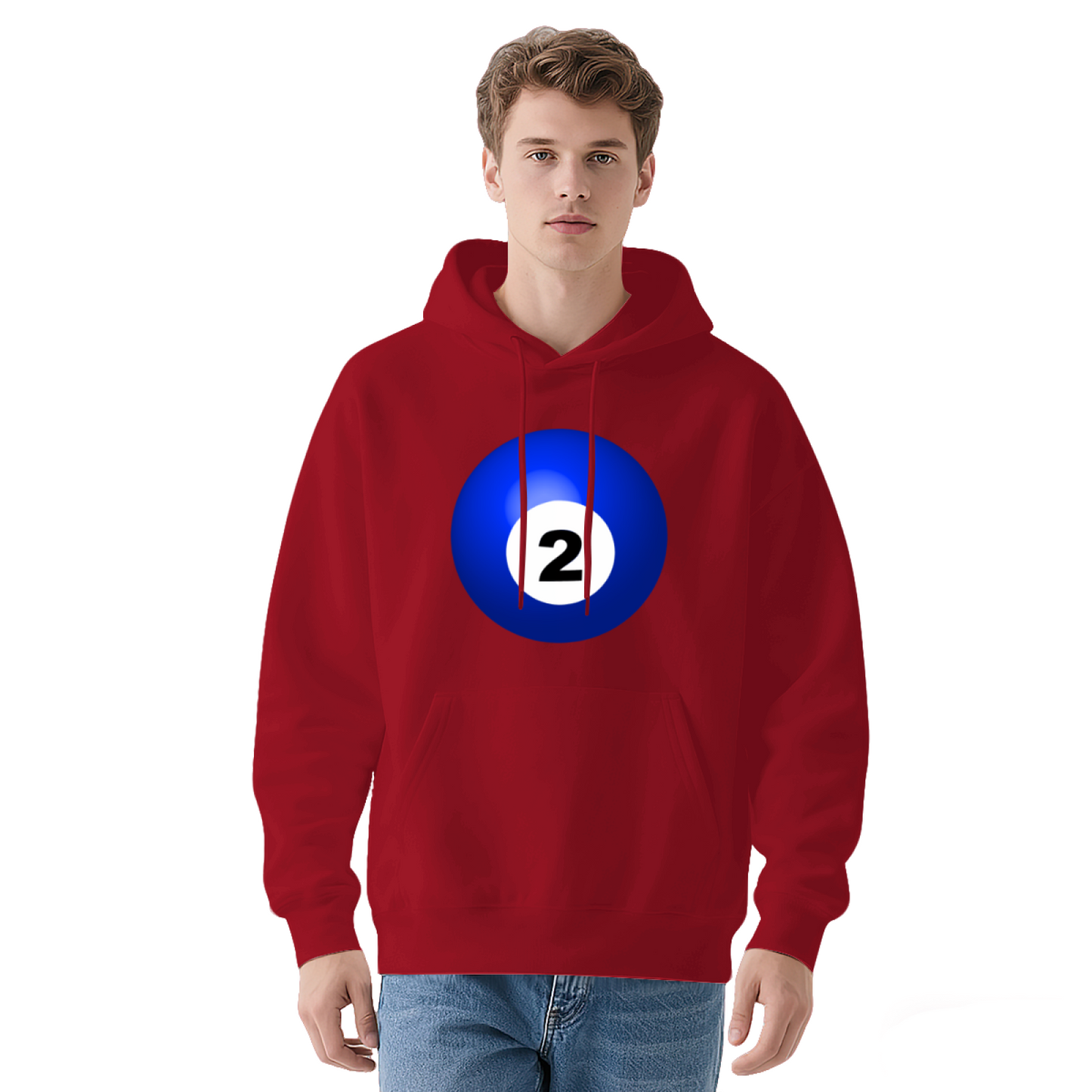 Bold Blue No.2 Billiard Ball Graphic Black Hoodie, Unisex Casual Comfort Sweatshirt