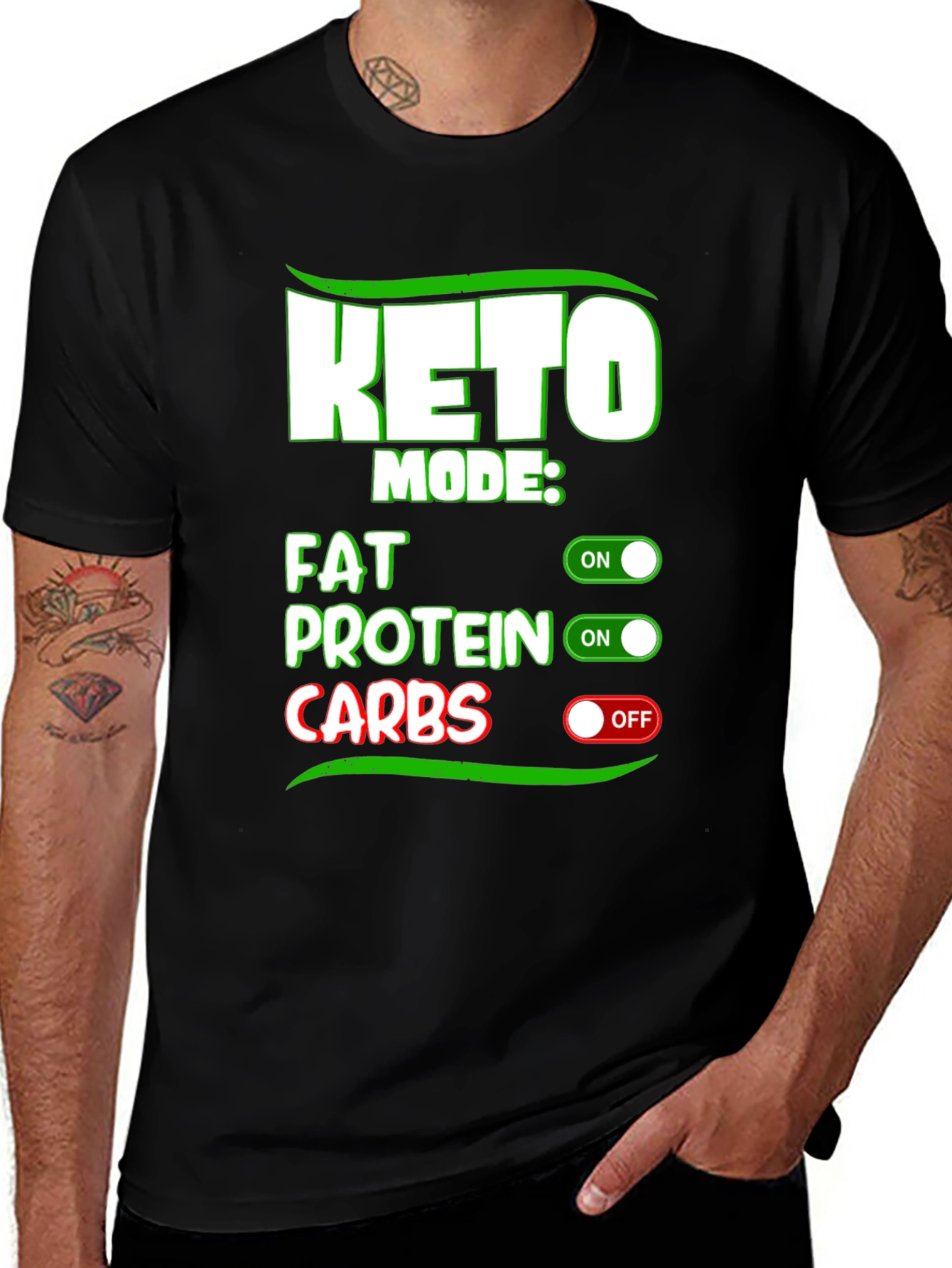 Keto Mode On Black T-Shirt - Fat Protein