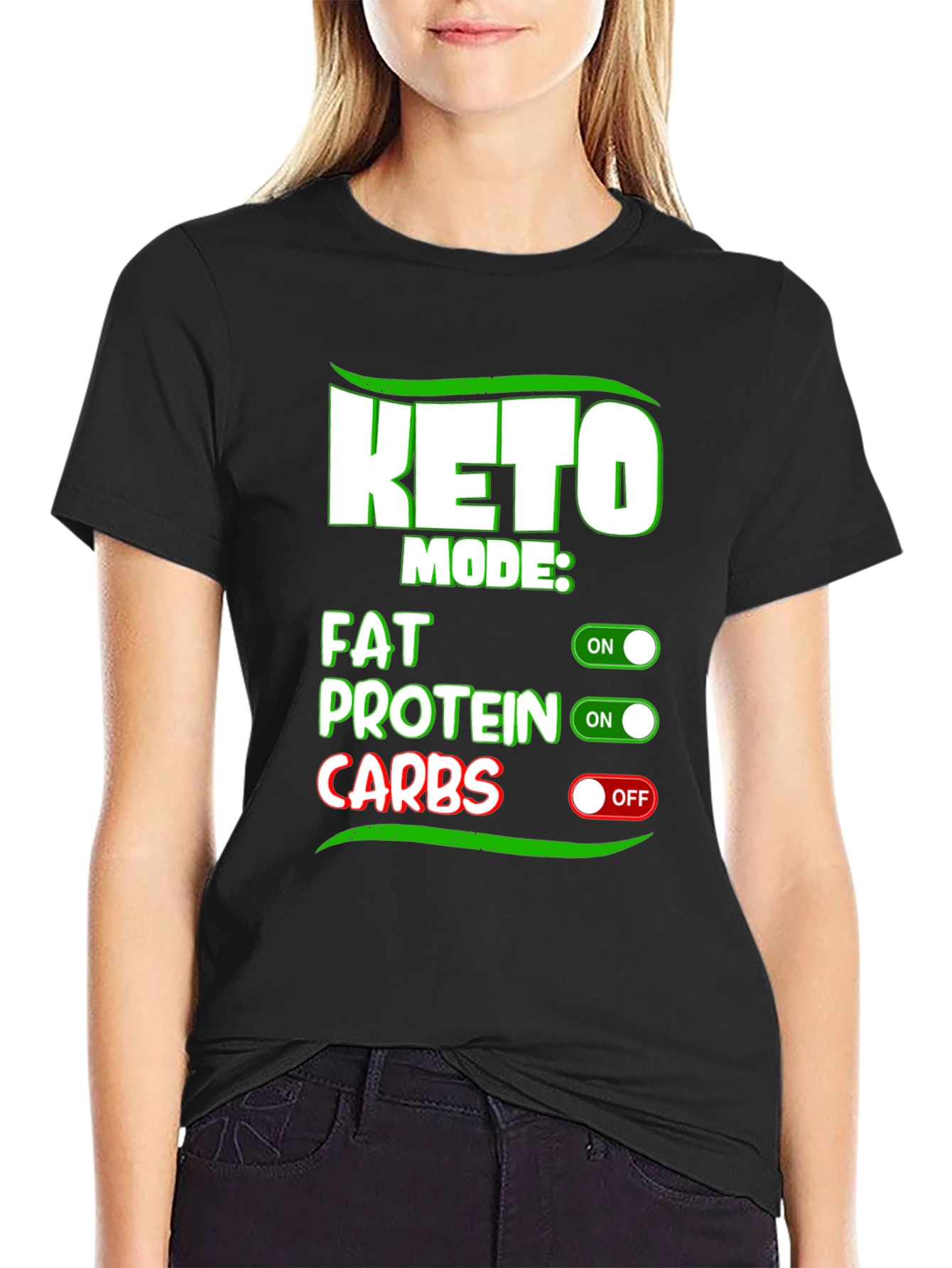 Keto Mode On Black T-Shirt - Fat Protein