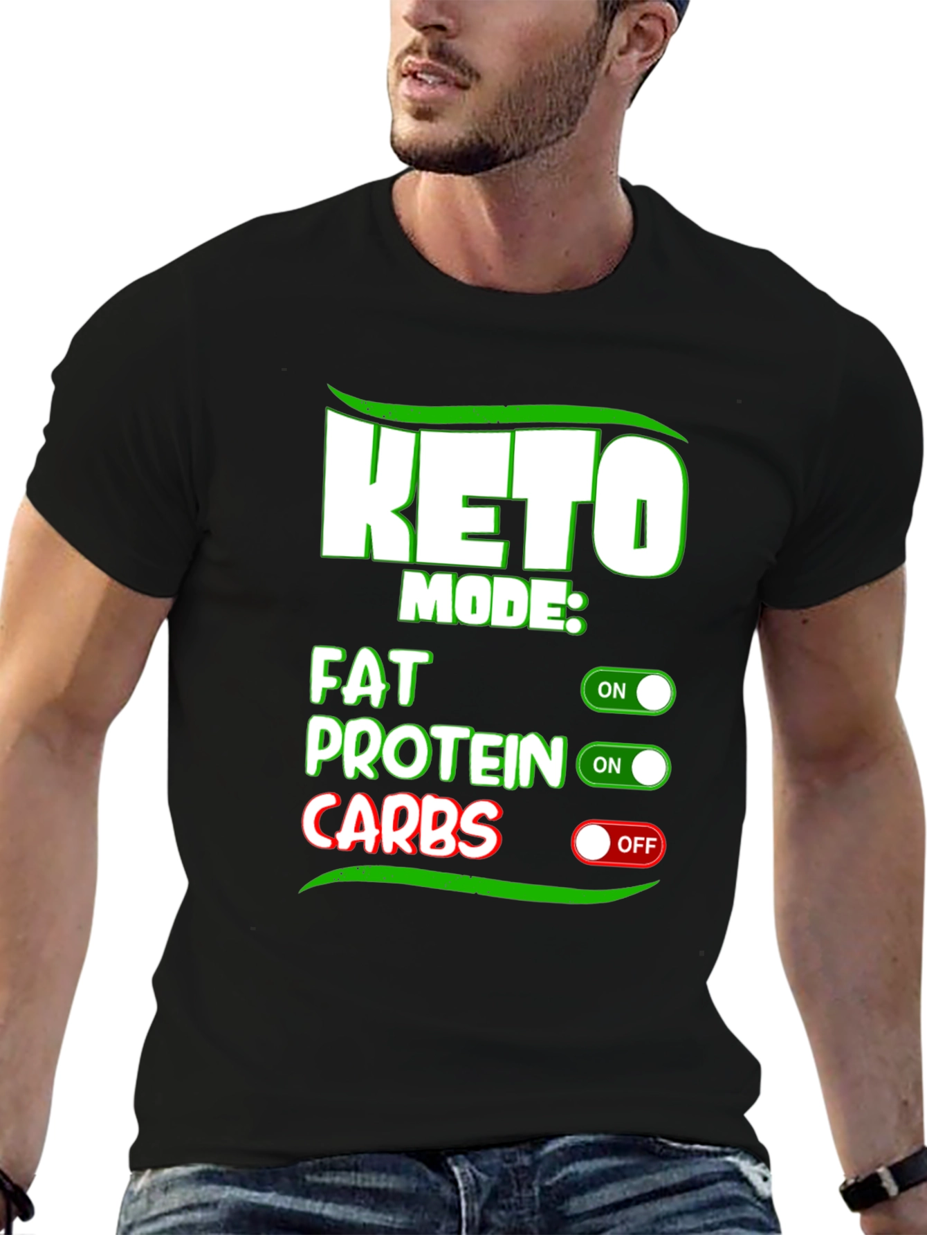 Keto Mode On Black T-Shirt - Fat Protein