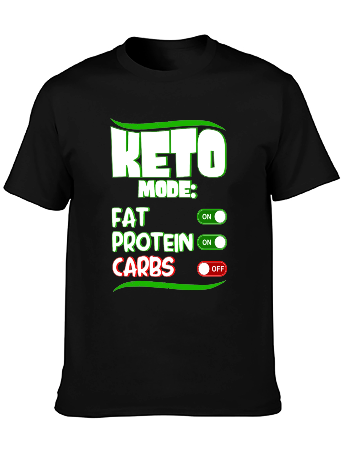 Keto Mode On Black T-Shirt - Fat Protein