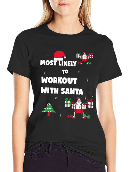 Workout with Santa Christmas T-Shirt