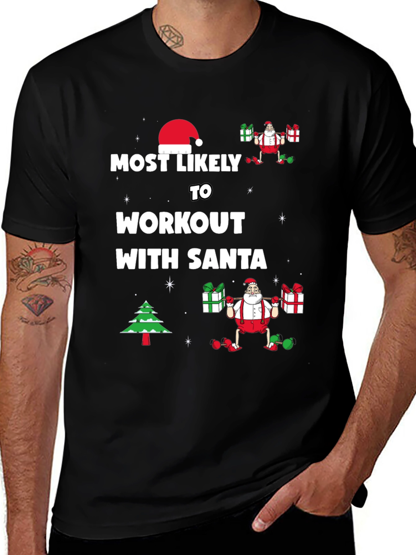 Workout with Santa Christmas T-Shirt