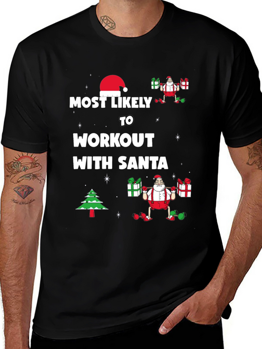 Workout with Santa Christmas T-Shirt