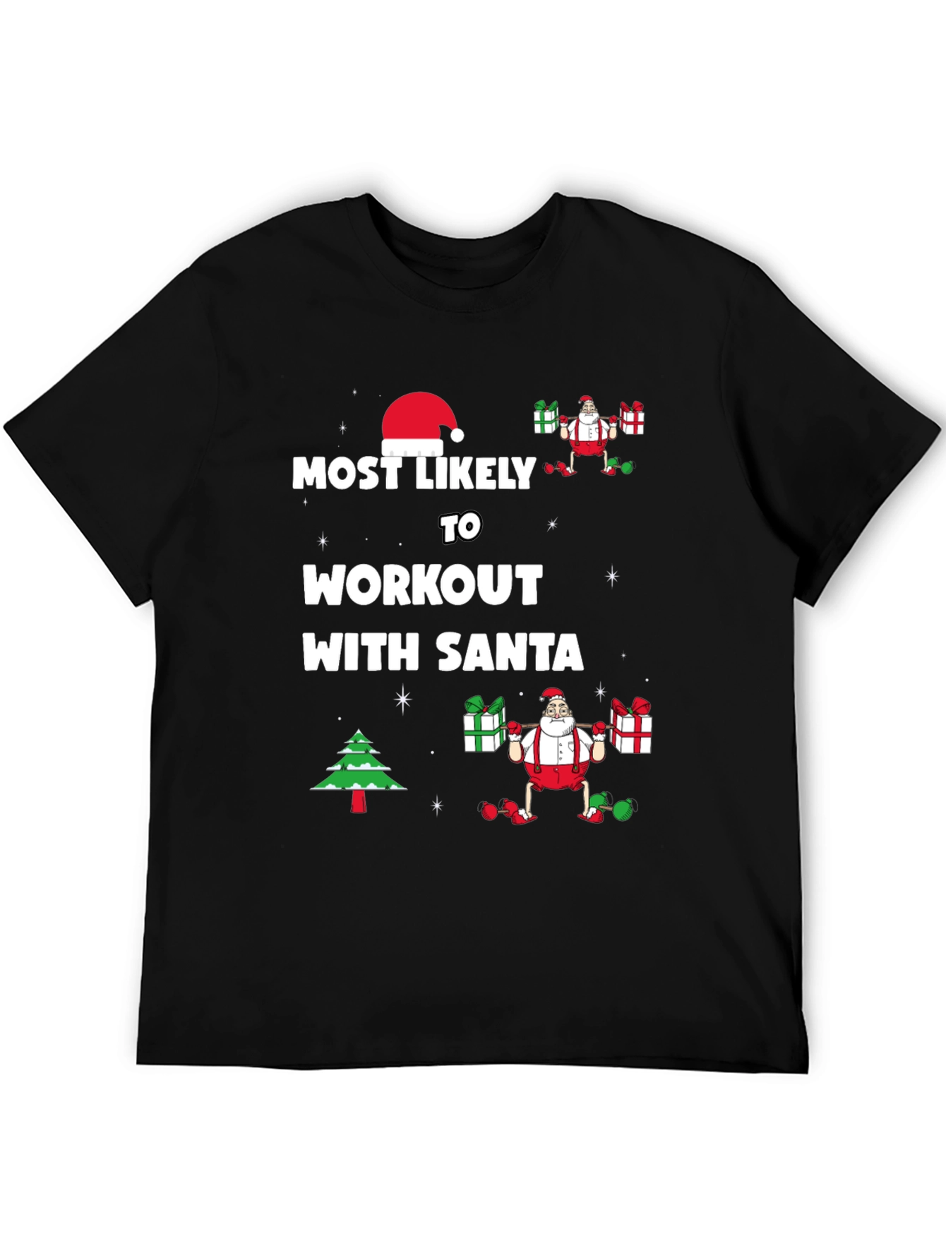 Workout with Santa Christmas T-Shirt