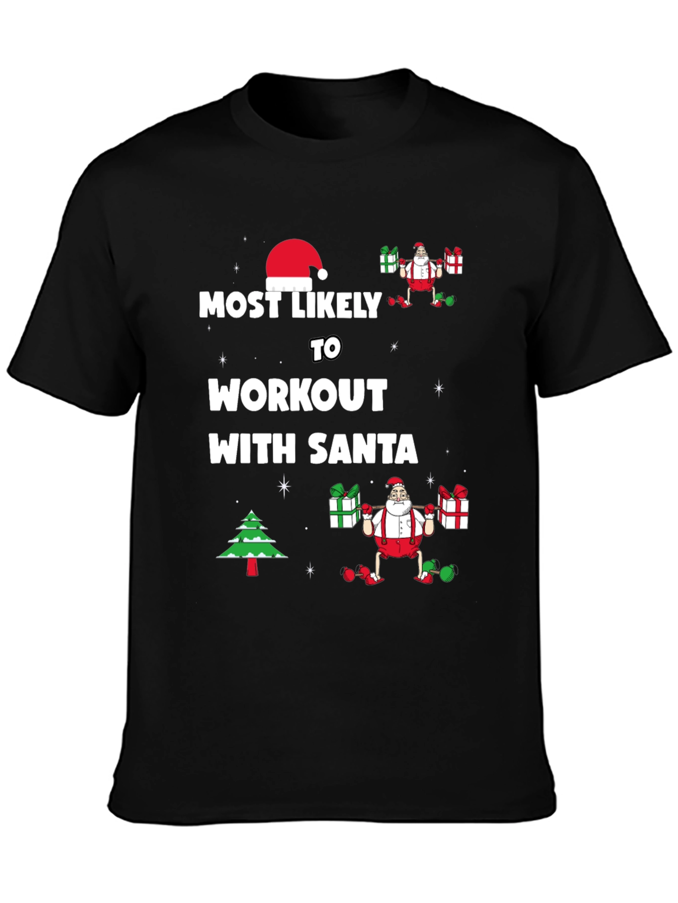 Workout with Santa Christmas T-Shirt