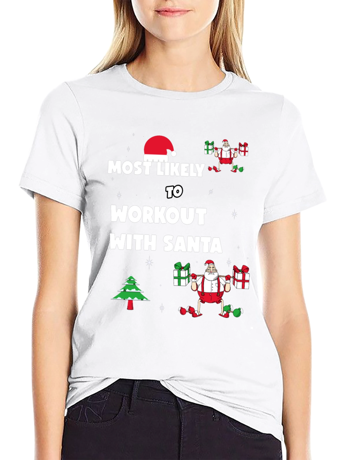 Workout with Santa Christmas T-Shirt