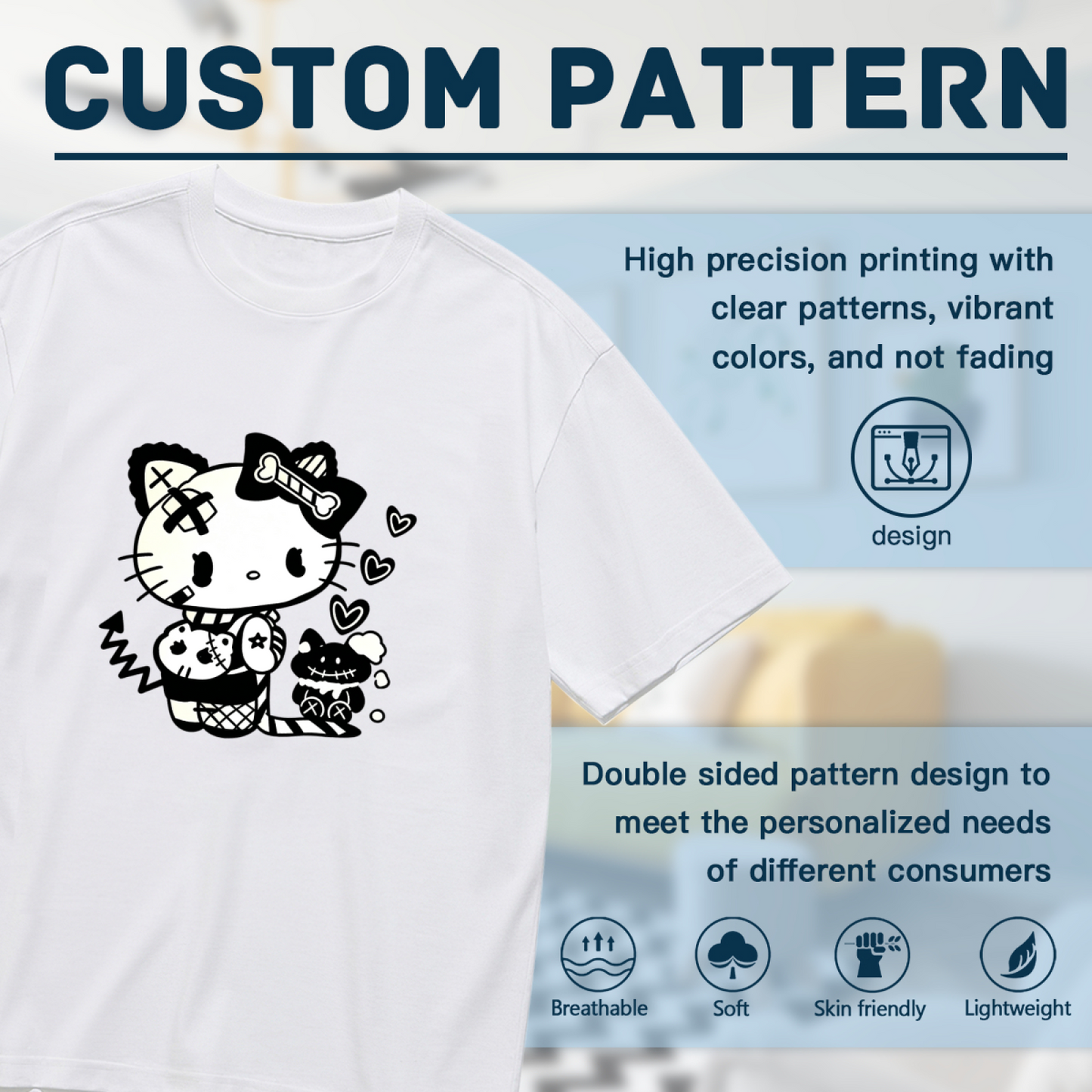 Punk Patchwork Hello Kitty Dark Aesthetic Plus?Size T?Shirt