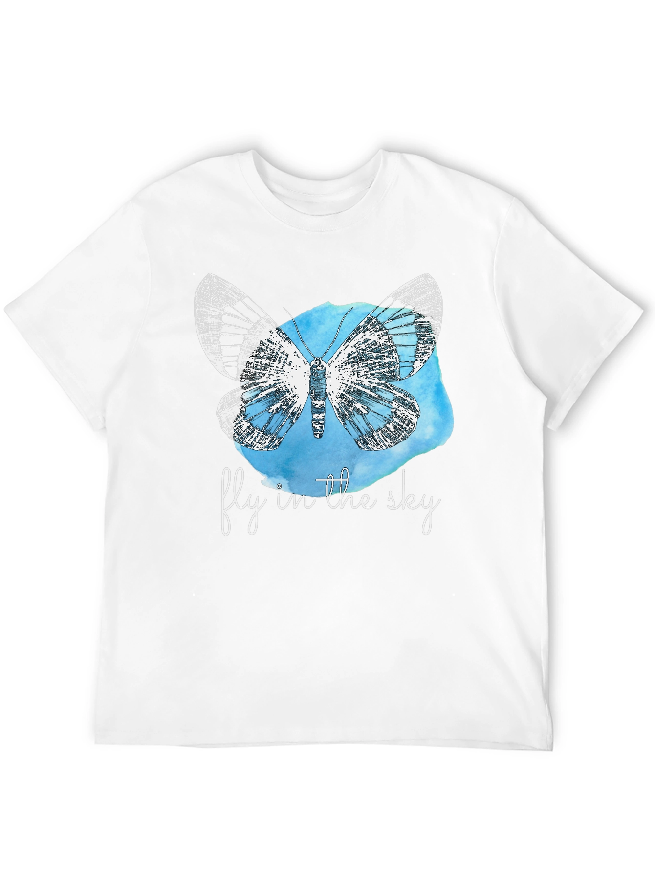 Fly in the Sky Butterfly Graphic T-Shirt - Black