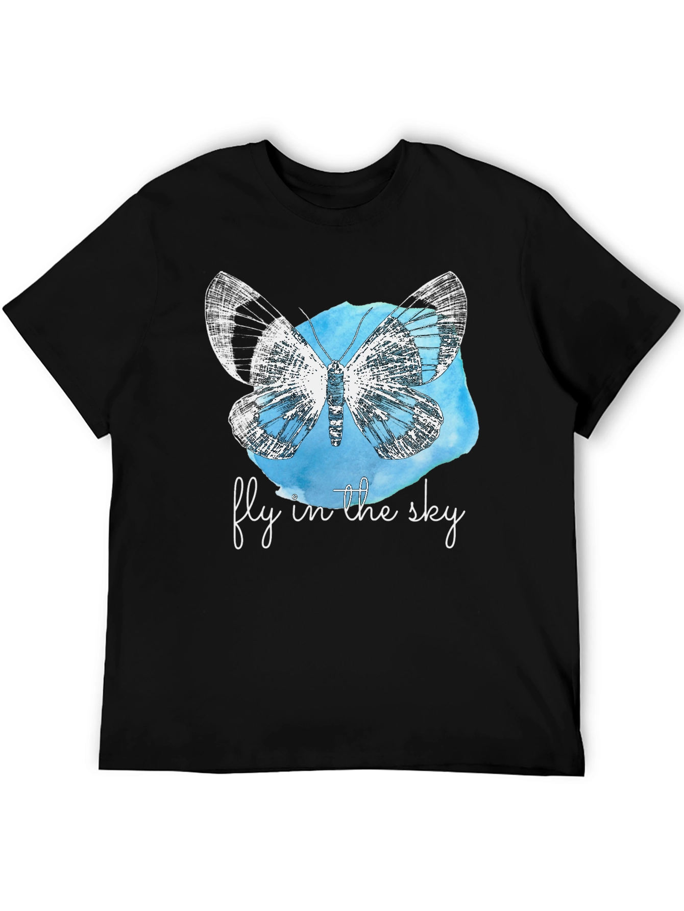 Fly in the Sky Butterfly Graphic T-Shirt - Black