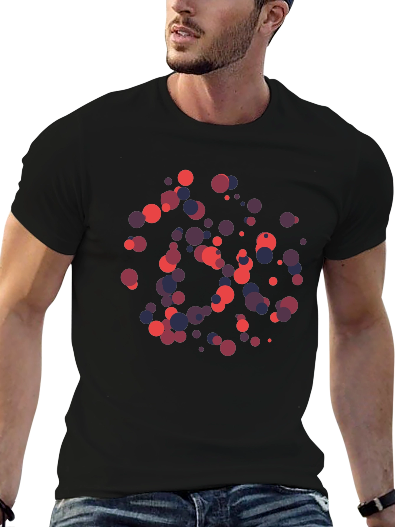 Abstract Polka Dot Graphic Black T-Shirt