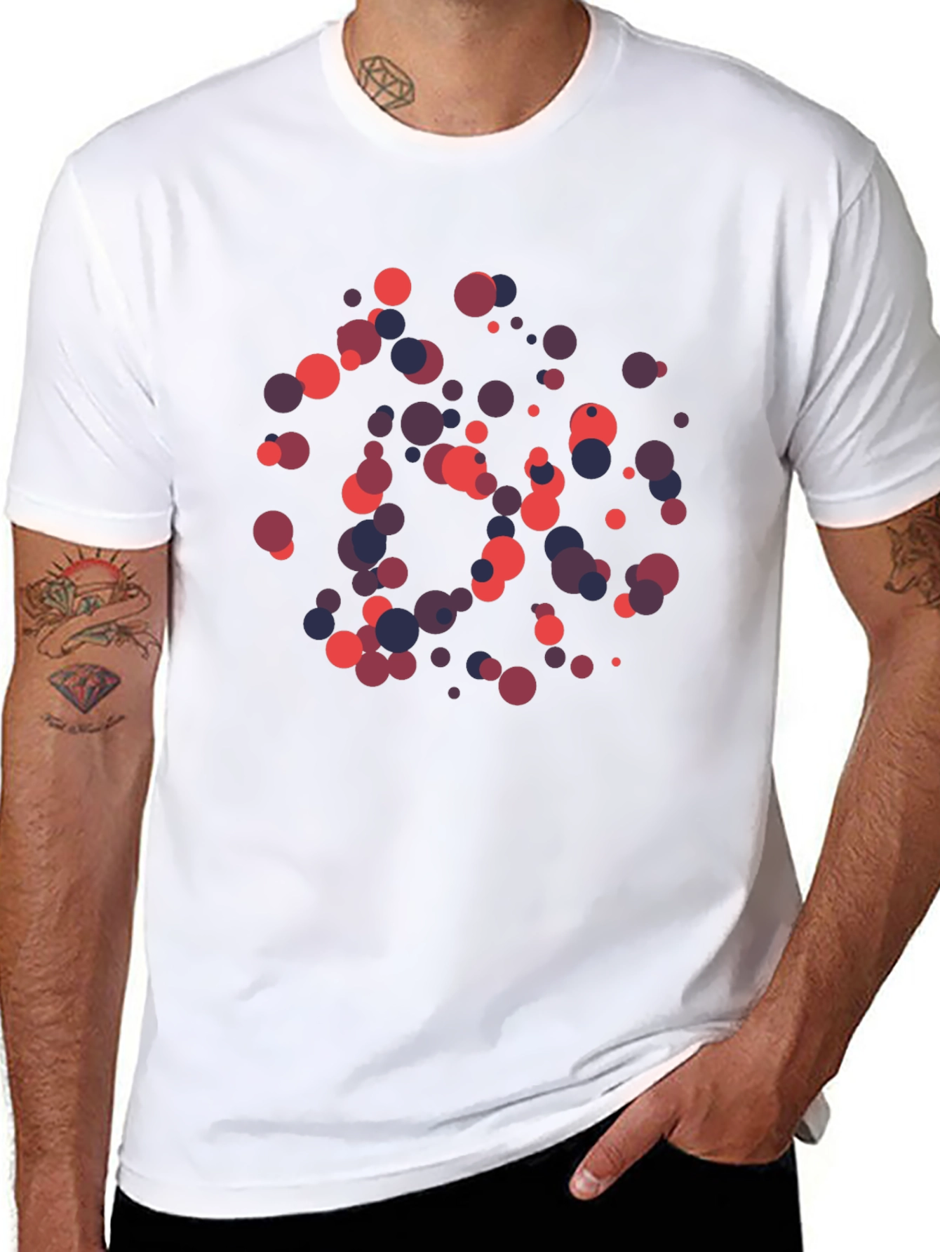 Abstract Polka Dot Graphic Black T-Shirt
