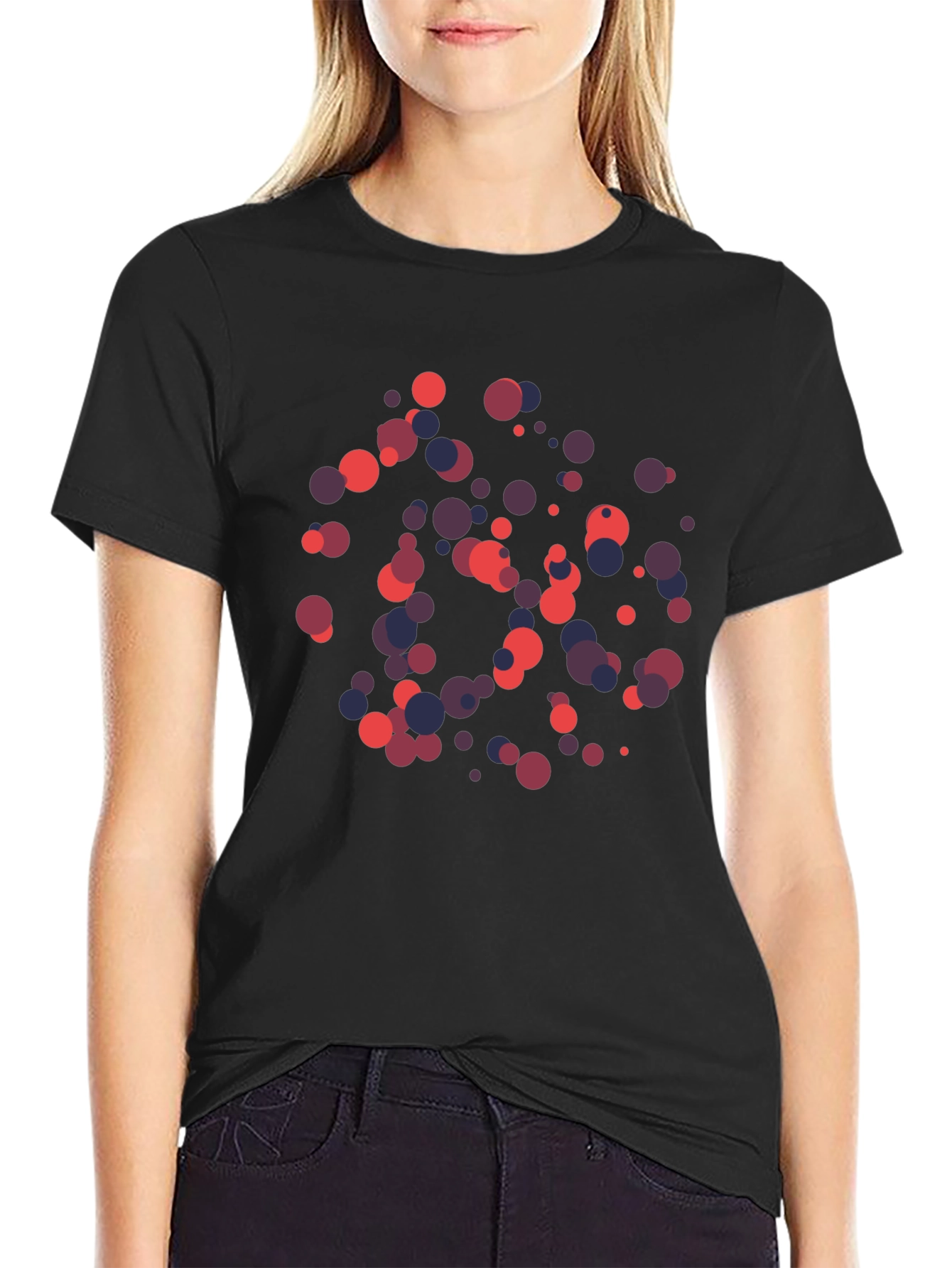 Abstract Polka Dot Graphic Black T-Shirt