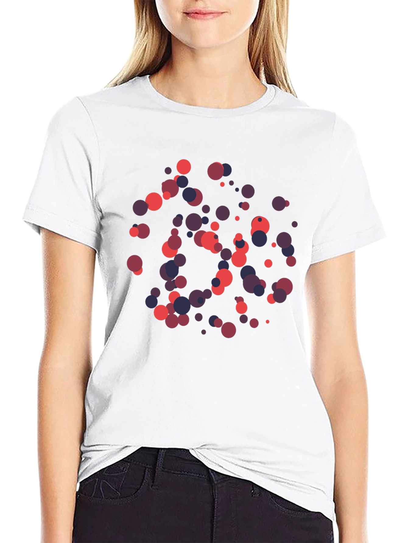 Abstract Polka Dot Graphic Black T-Shirt