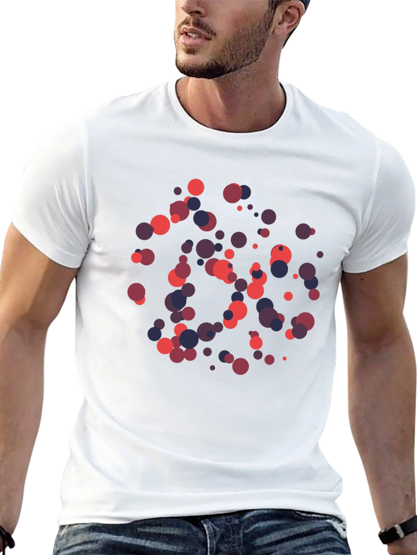 Abstract Polka Dot Graphic Black T-Shirt