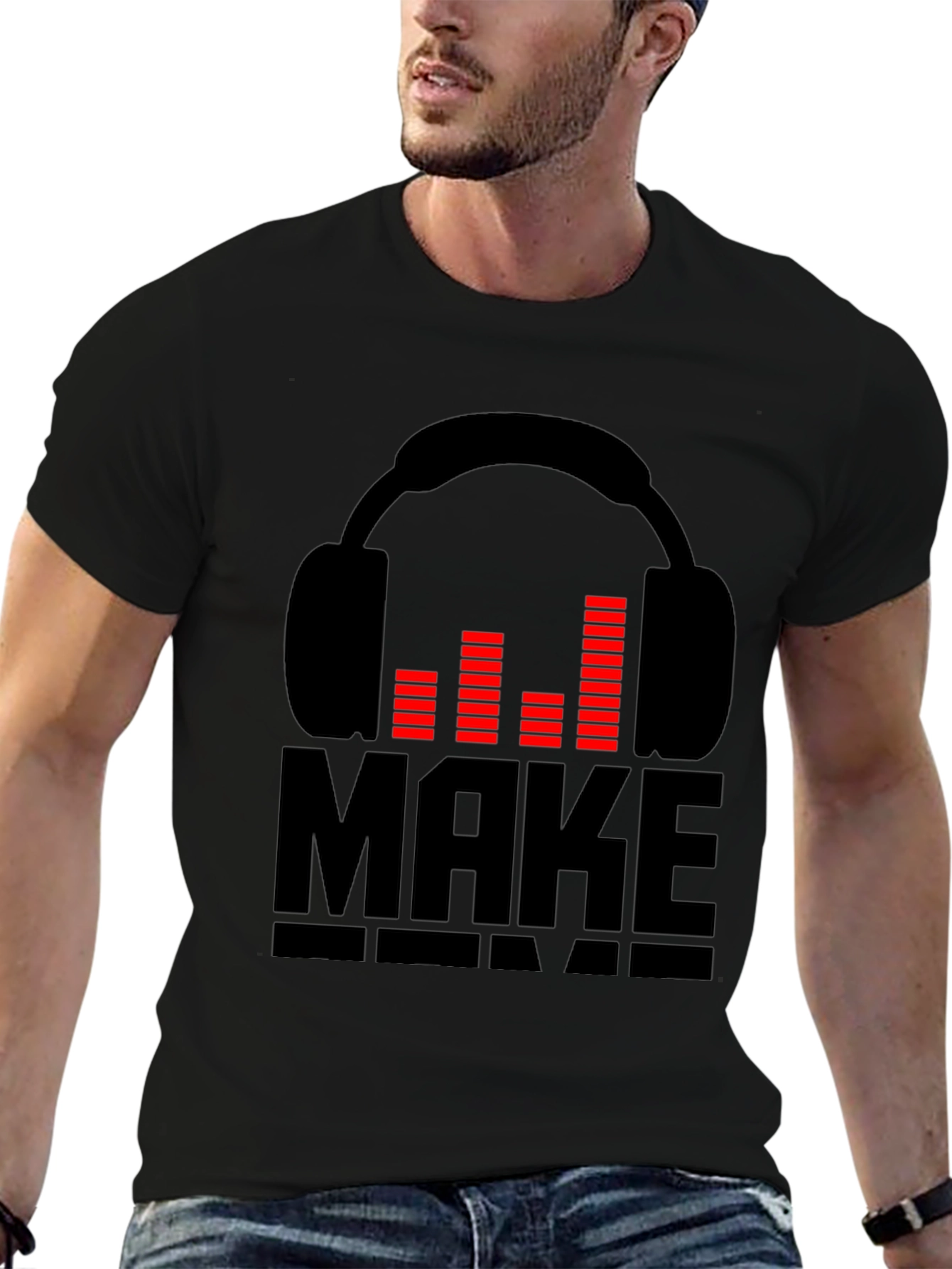 DJ Headphones Graphic Black T-Shirt - Make Some Noise!