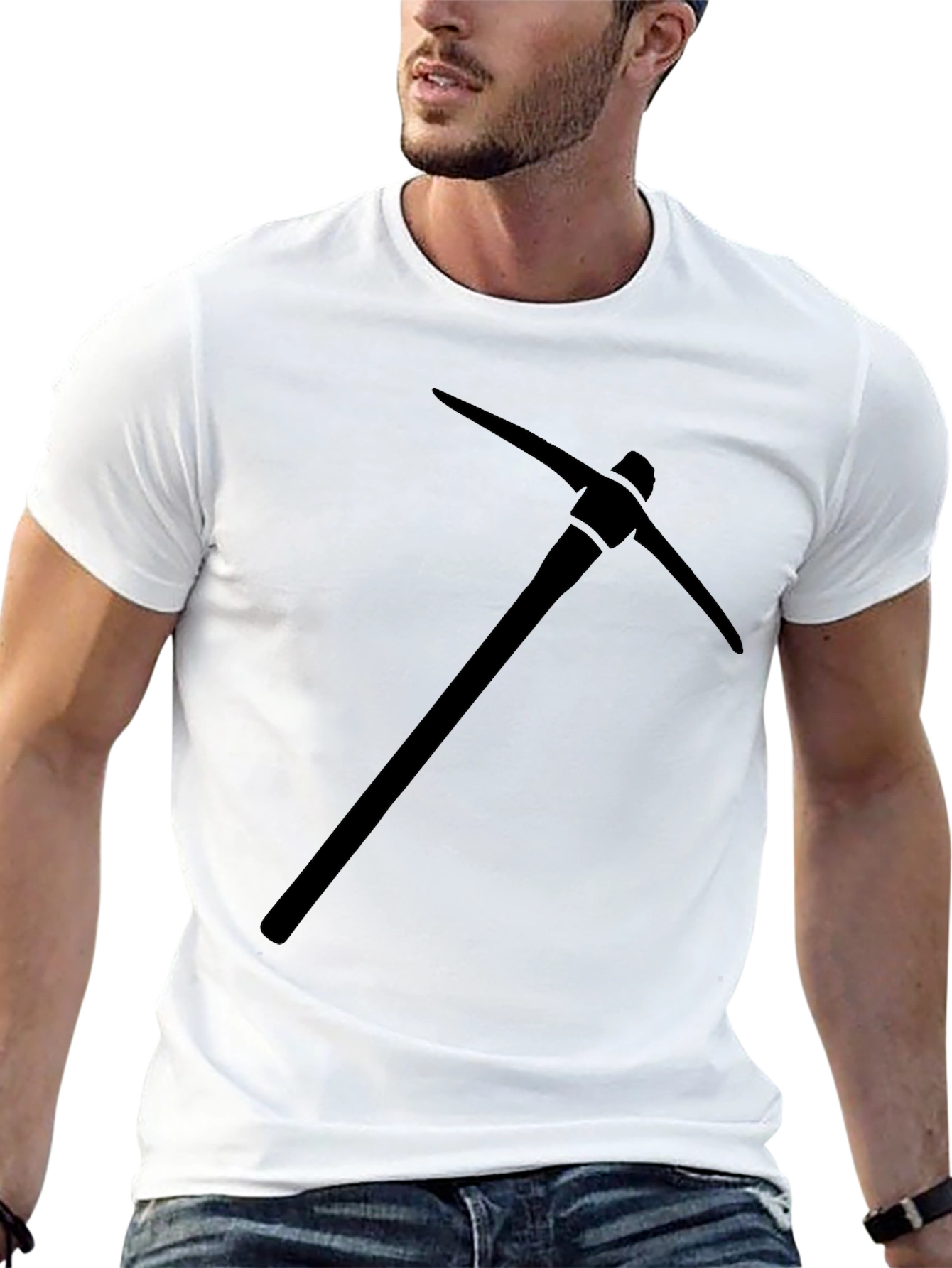 Mens Black Pickaxe Graphic Tee - Mining Style!