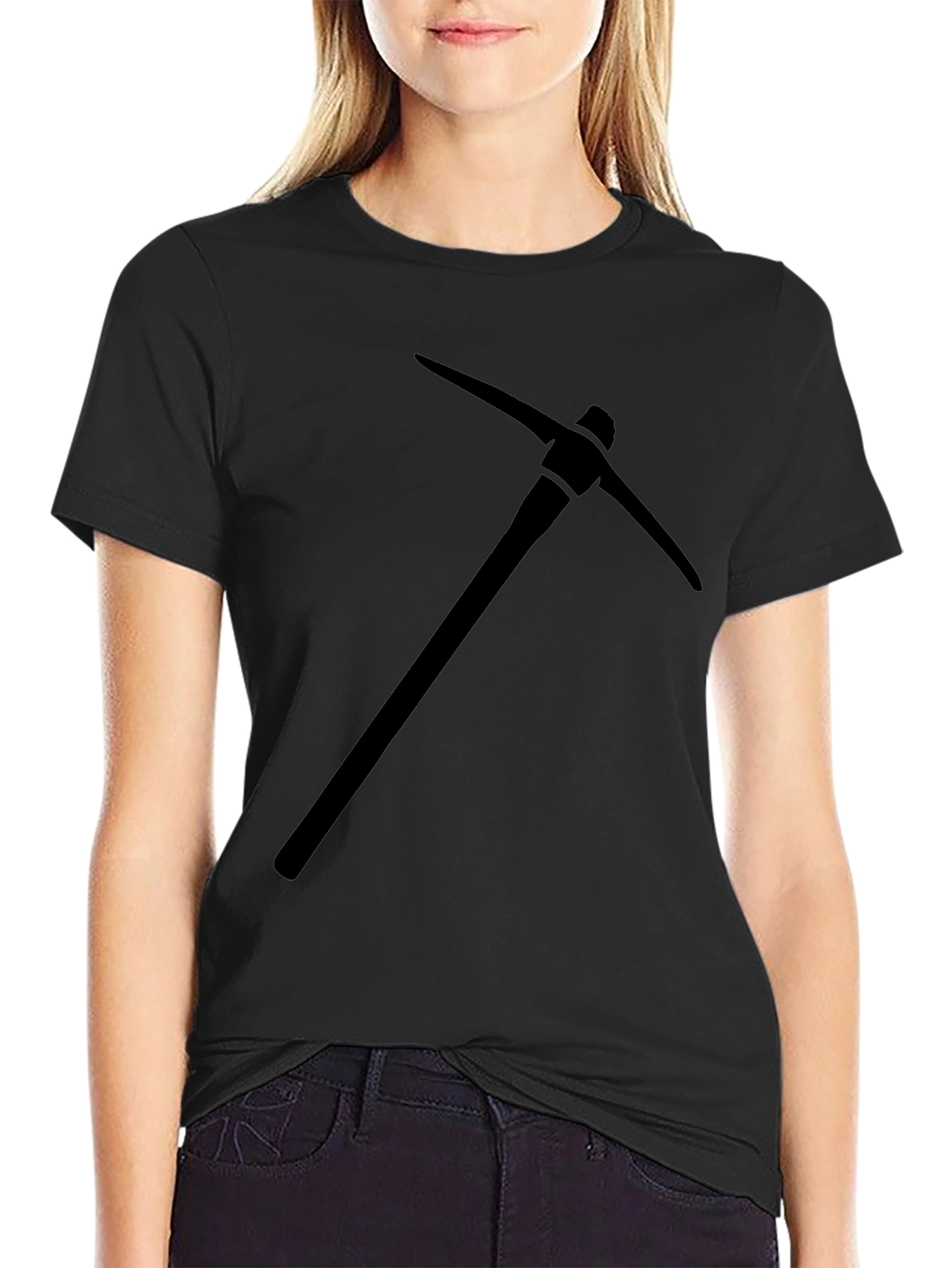 Mens Black Pickaxe Graphic Tee - Mining Style!