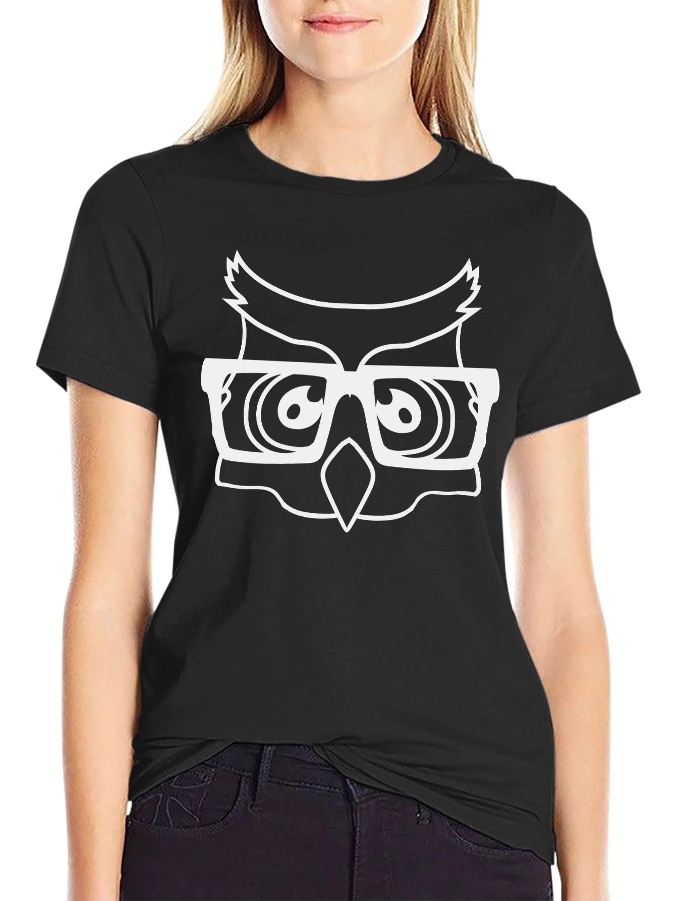 Cool Owl Glasses Black T-Shirt