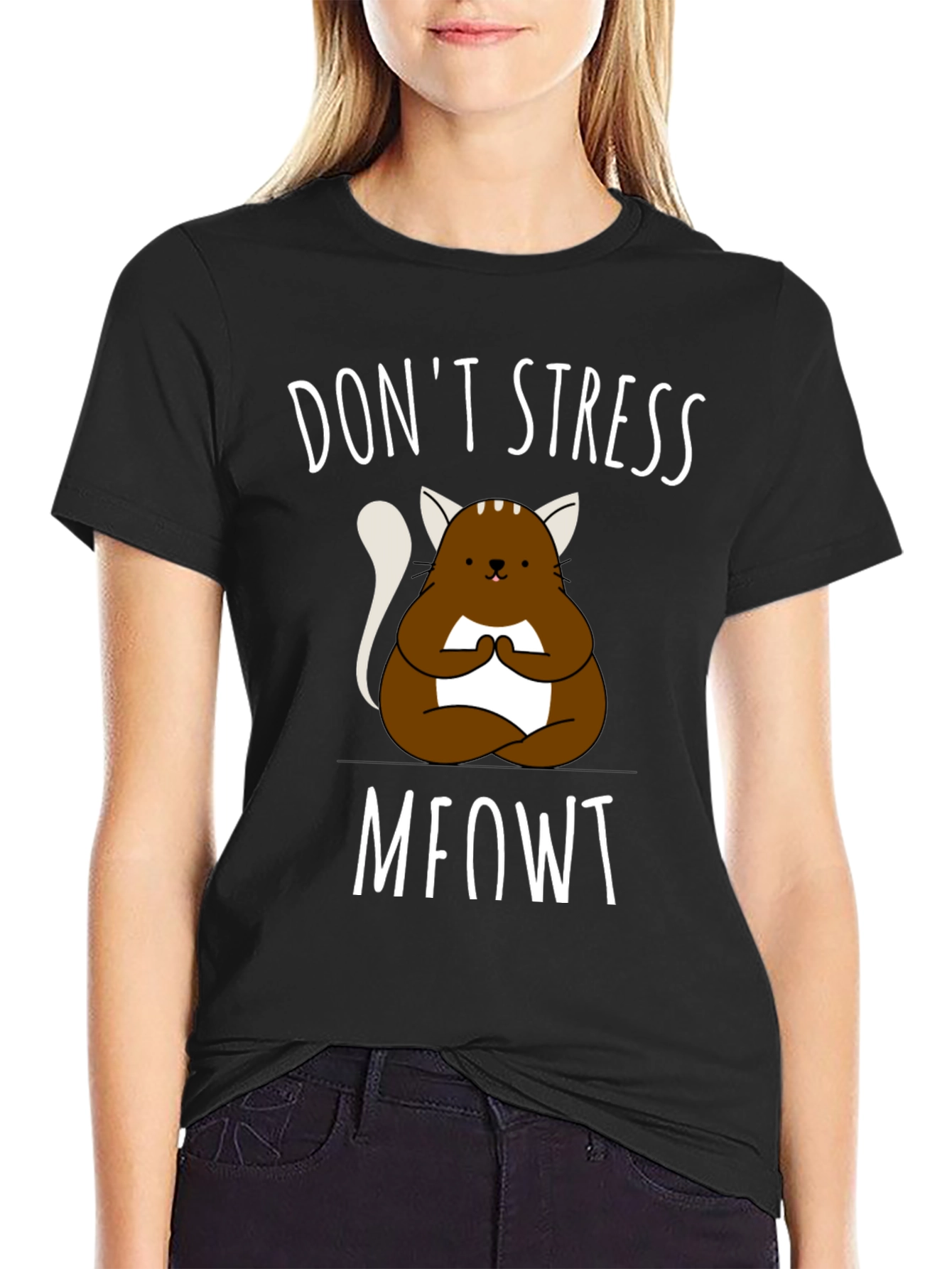 Dont Stress Meowt T-Shirt - Meditating Cat Tee