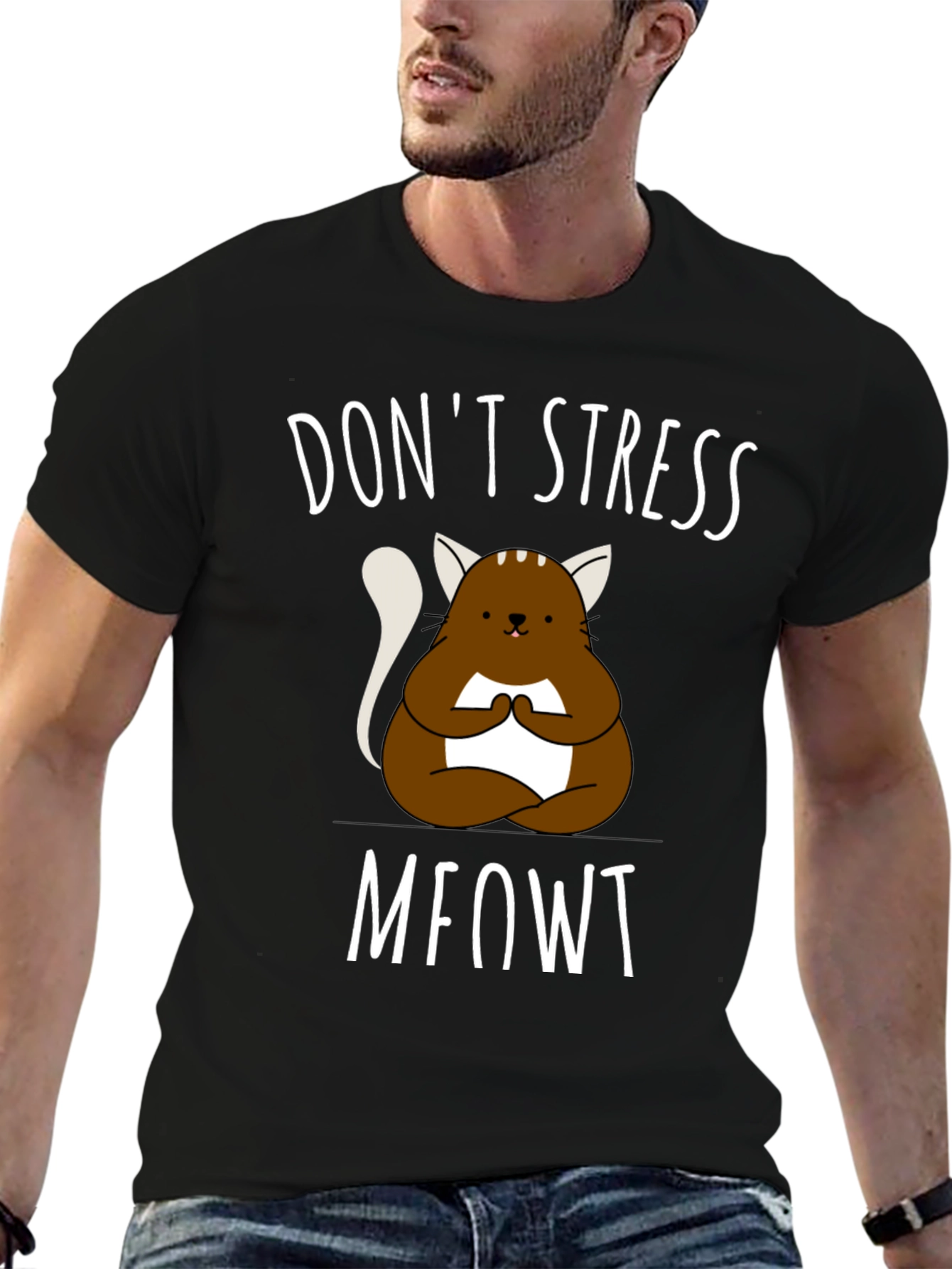 Dont Stress Meowt T-Shirt - Meditating Cat Tee