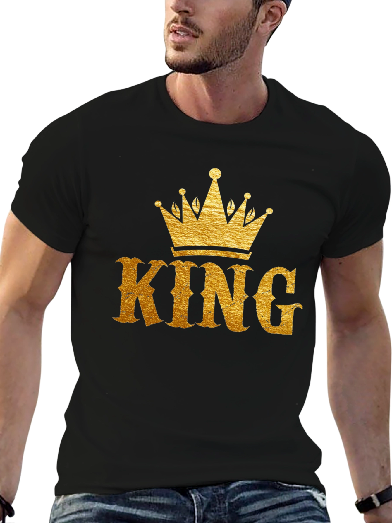 King Crown Graphic Print Black T-Shirt