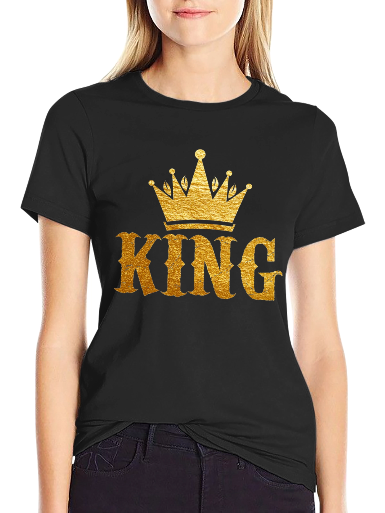 King Crown Graphic Print Black T-Shirt