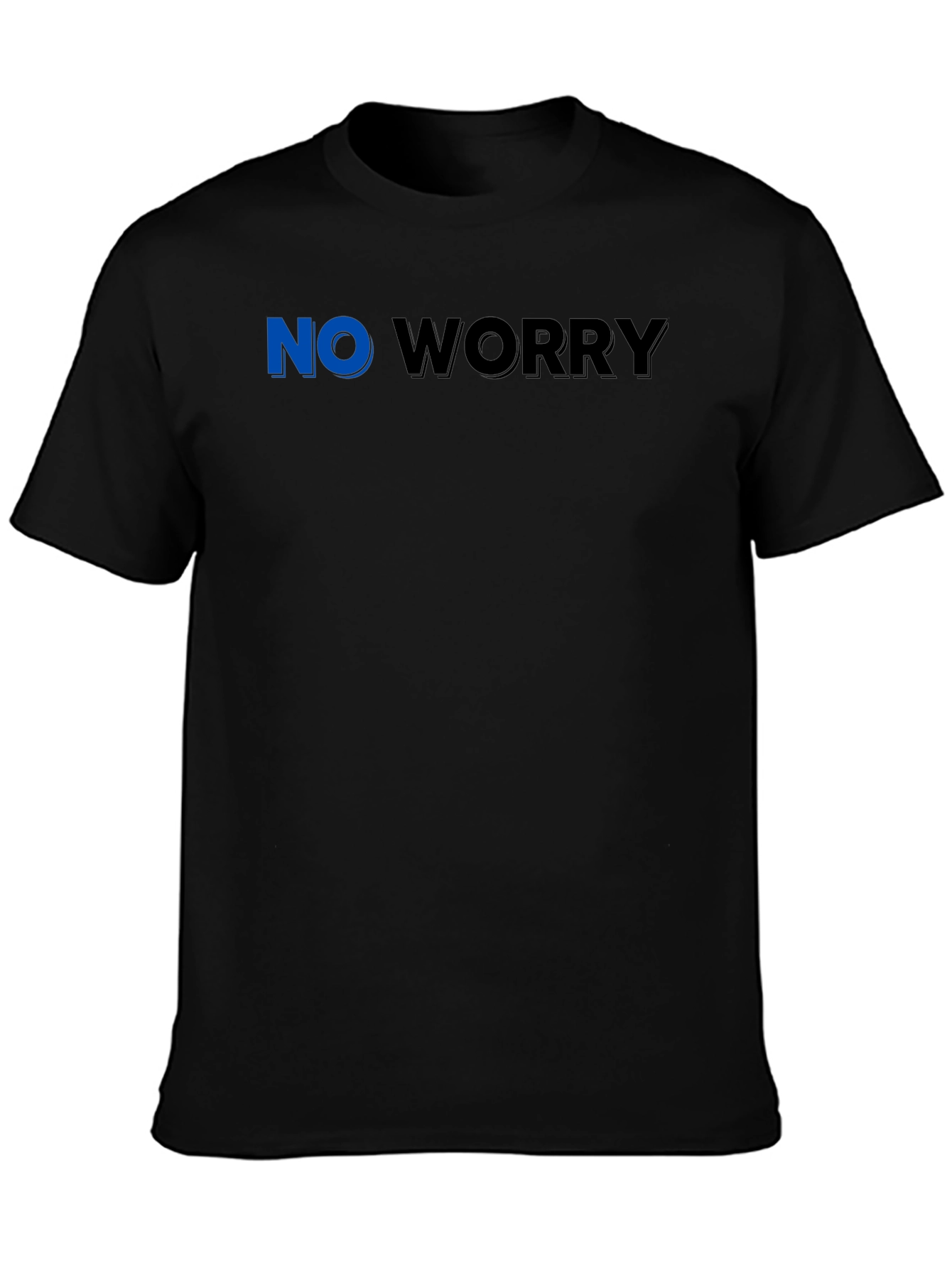 No Worry Graphic Tee - Black Cotton Casual