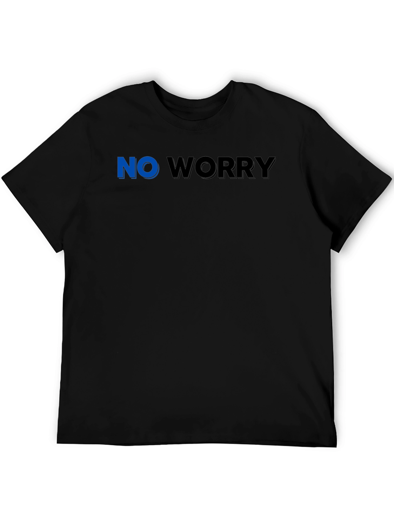 No Worry Graphic Tee - Black Cotton Casual