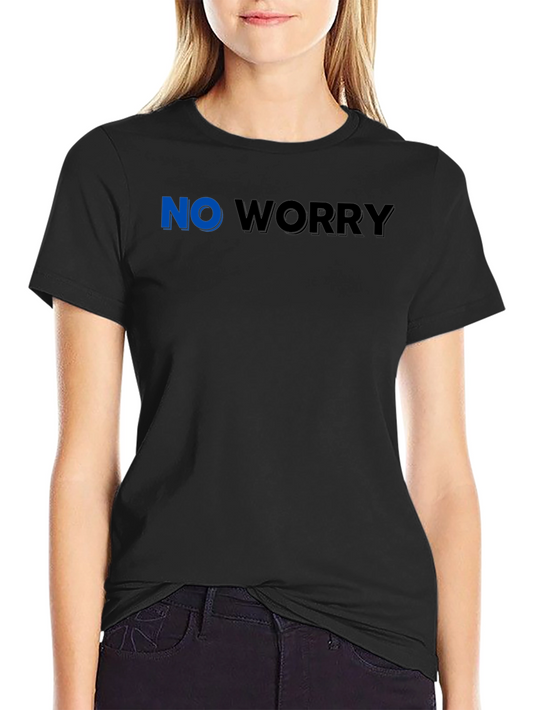 No Worry Graphic Tee - Black Cotton Casual