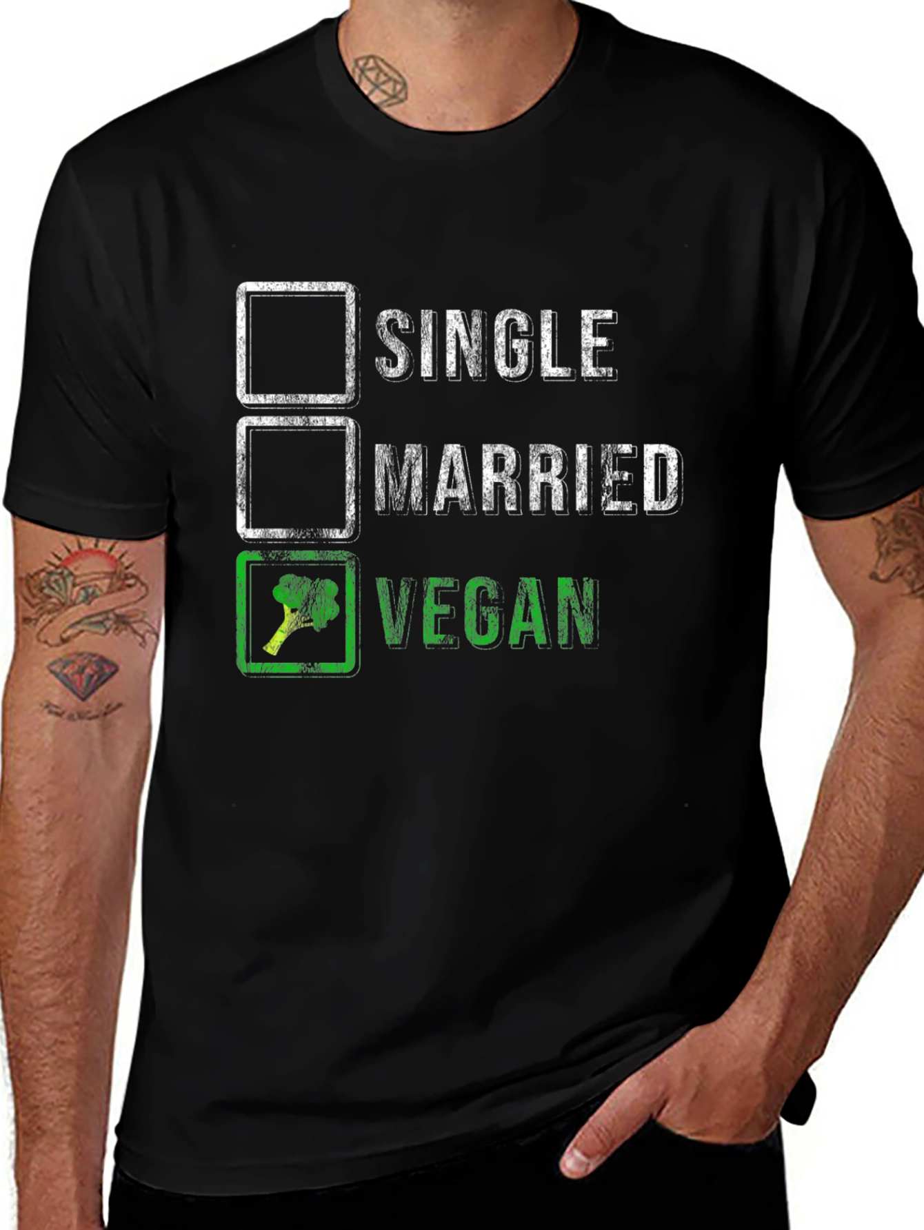 Vegan T-Shirt: Single Married Vegan Checklist