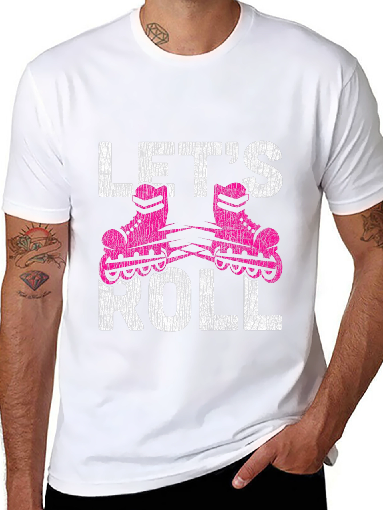 Lets Roll Graphic T-Shirt - Retro Roller Skating Tee