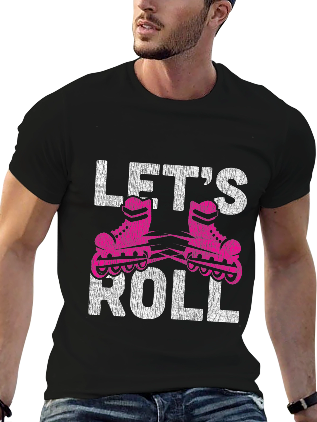 Lets Roll Graphic T-Shirt - Retro Roller Skating Tee