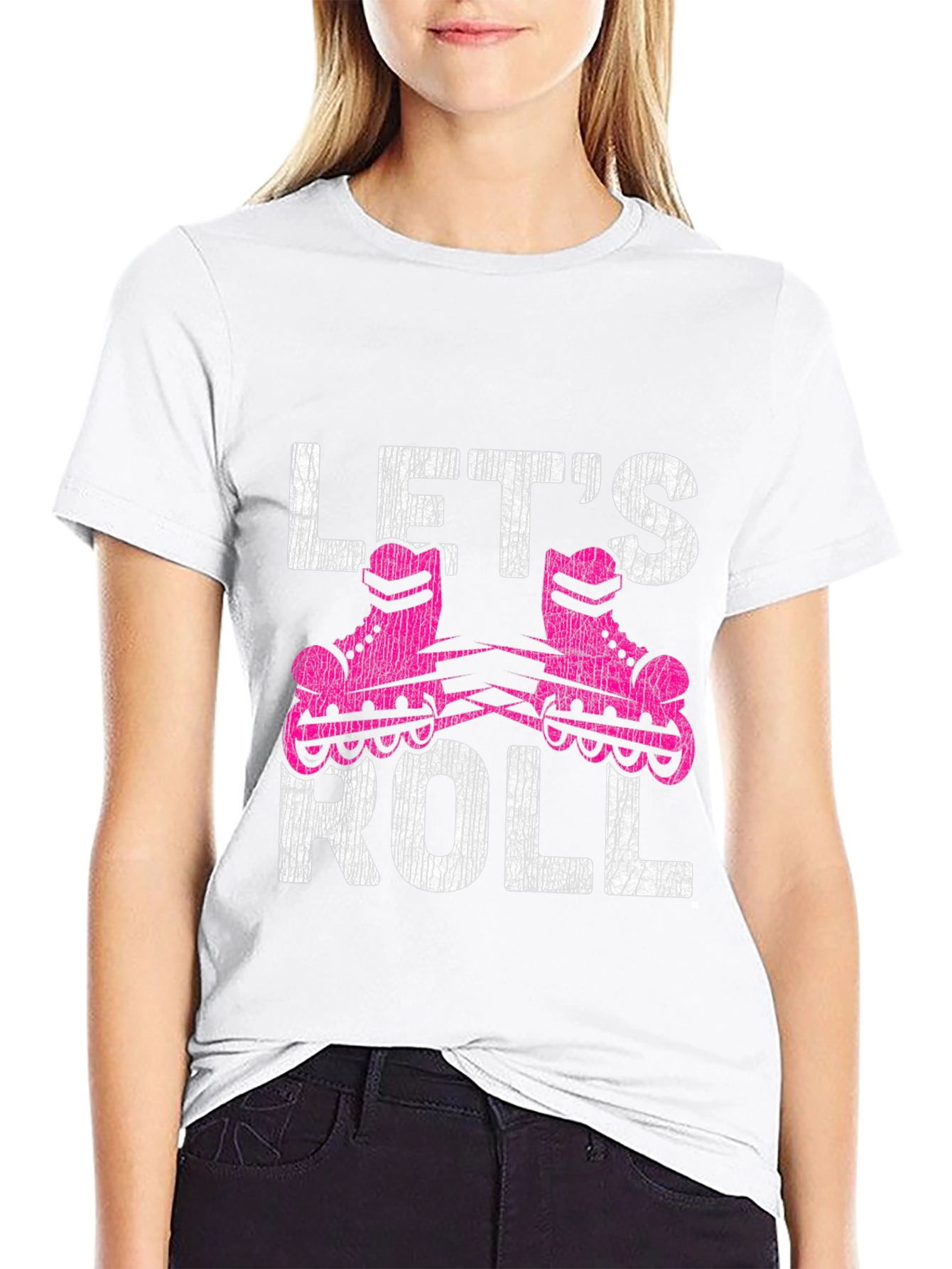 Lets Roll Graphic T-Shirt - Retro Roller Skating Tee