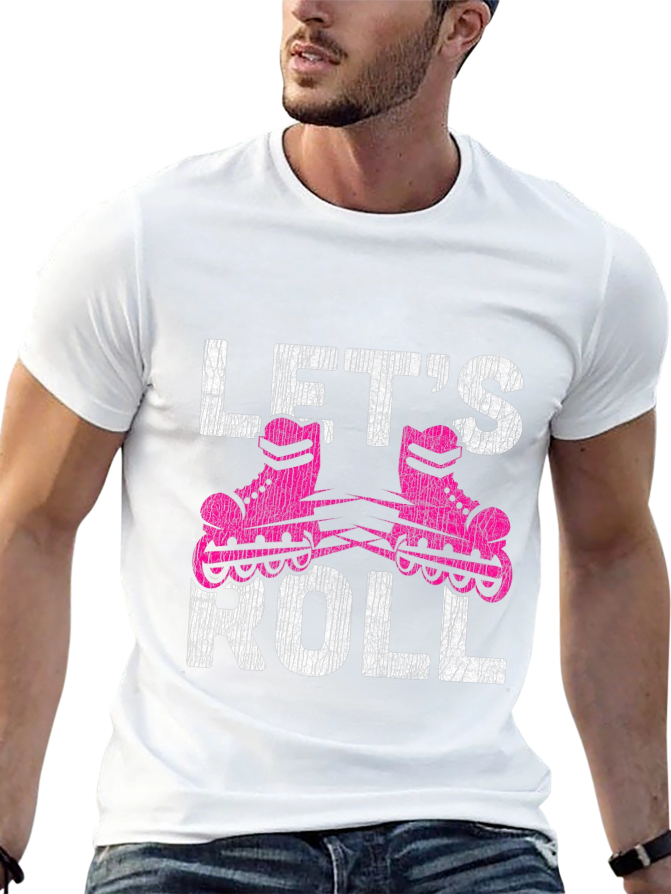 Lets Roll Graphic T-Shirt - Retro Roller Skating Tee